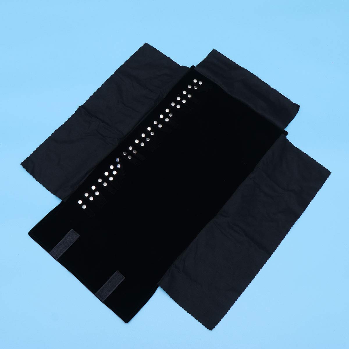 Cabilock Roll-Up Jewelry Organizer Pouch - Travel Jewelry Storage for Bracelets, Necklaces, Earrings & Makeup Brushes | Compact Black Choker Style Handbag Accessory for Women | Perfect for Travel, Home Organization & Gift Giving