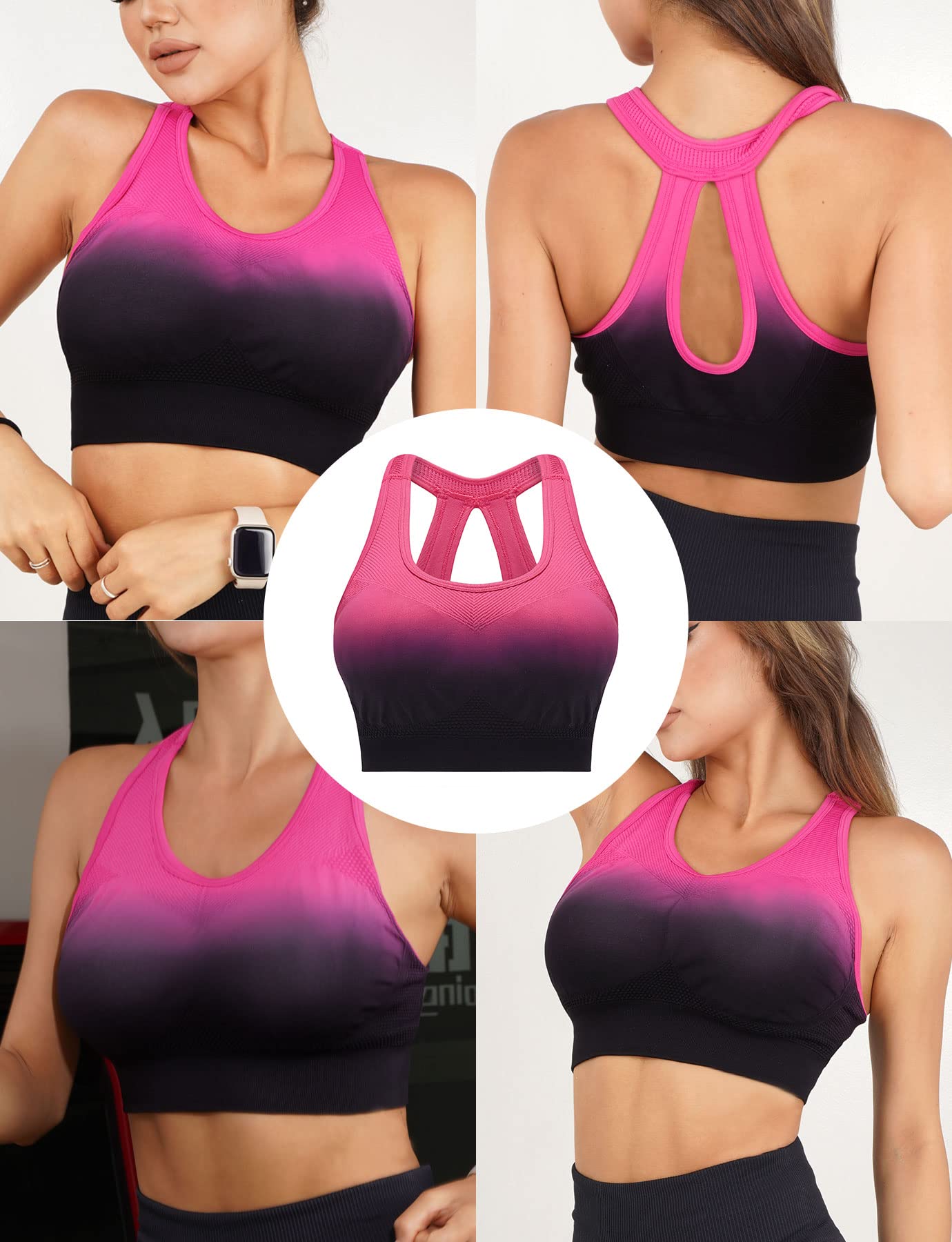 High Support Seamless Padded Racerback Sports Bras for Women - Yoga, Gym, Running & Workout - Perfect for Active Lifestyles & High-Impact Exercises