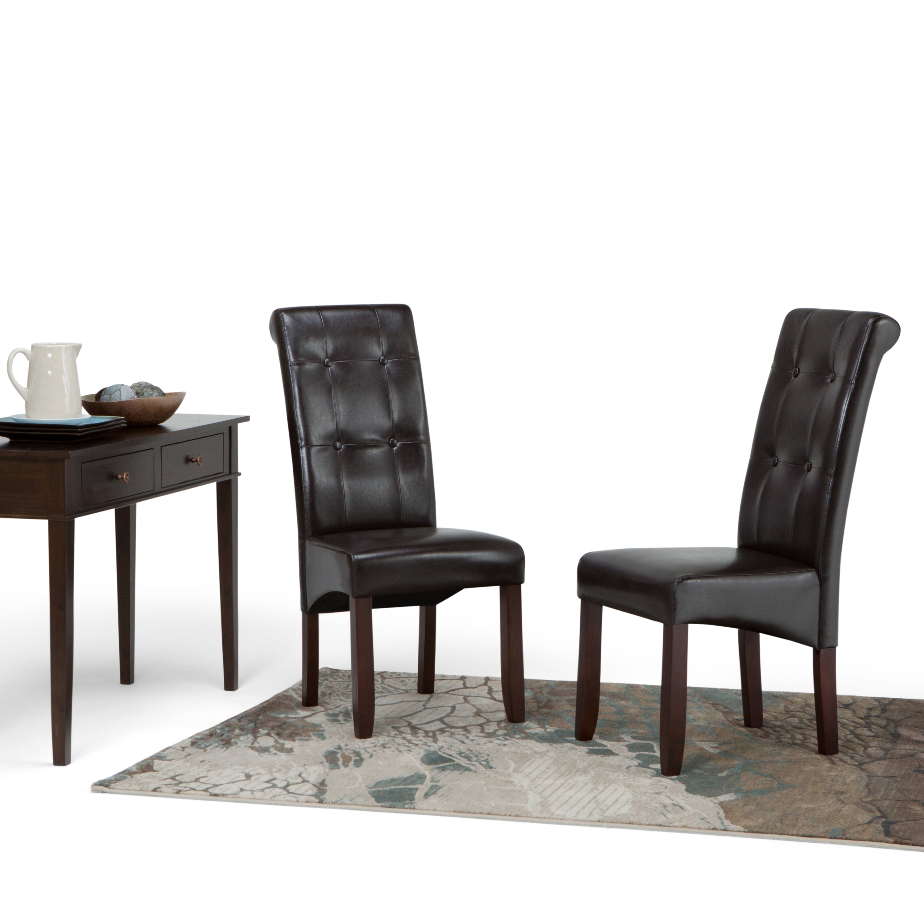 Cosmopolitan Deluxe Tufted Parson Dining Chairs (Set of 2) in Tanners Brown - Perfect for Modern Dining Rooms, Kitchen Nooks & Home Office Seating