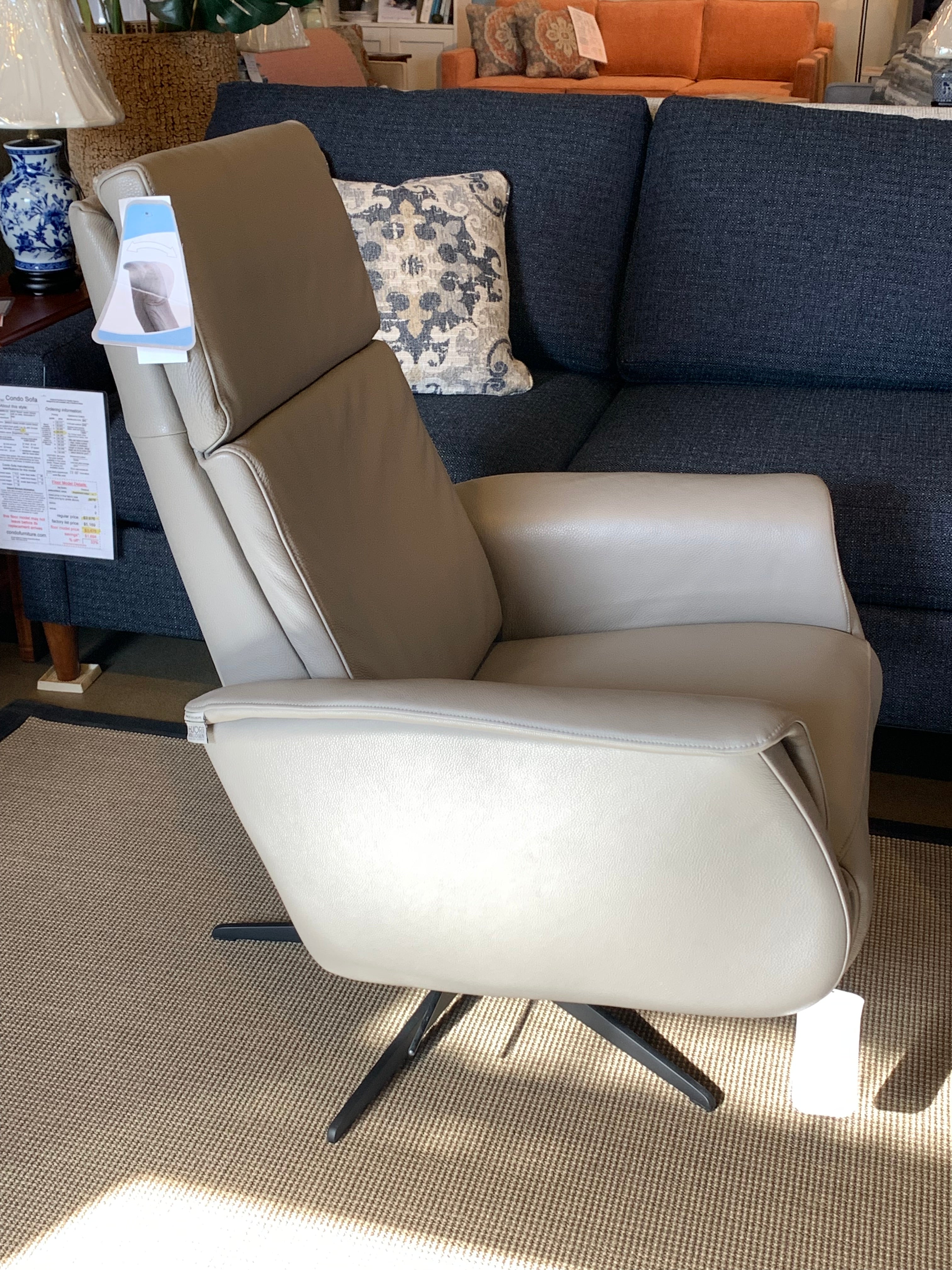 Hjort Knudsen 8007 Superior Swivel Recliner Chair - Large Size, 360° Rotation, Premium Comfort for Living Room, Home Theater & Office - Showroom Model