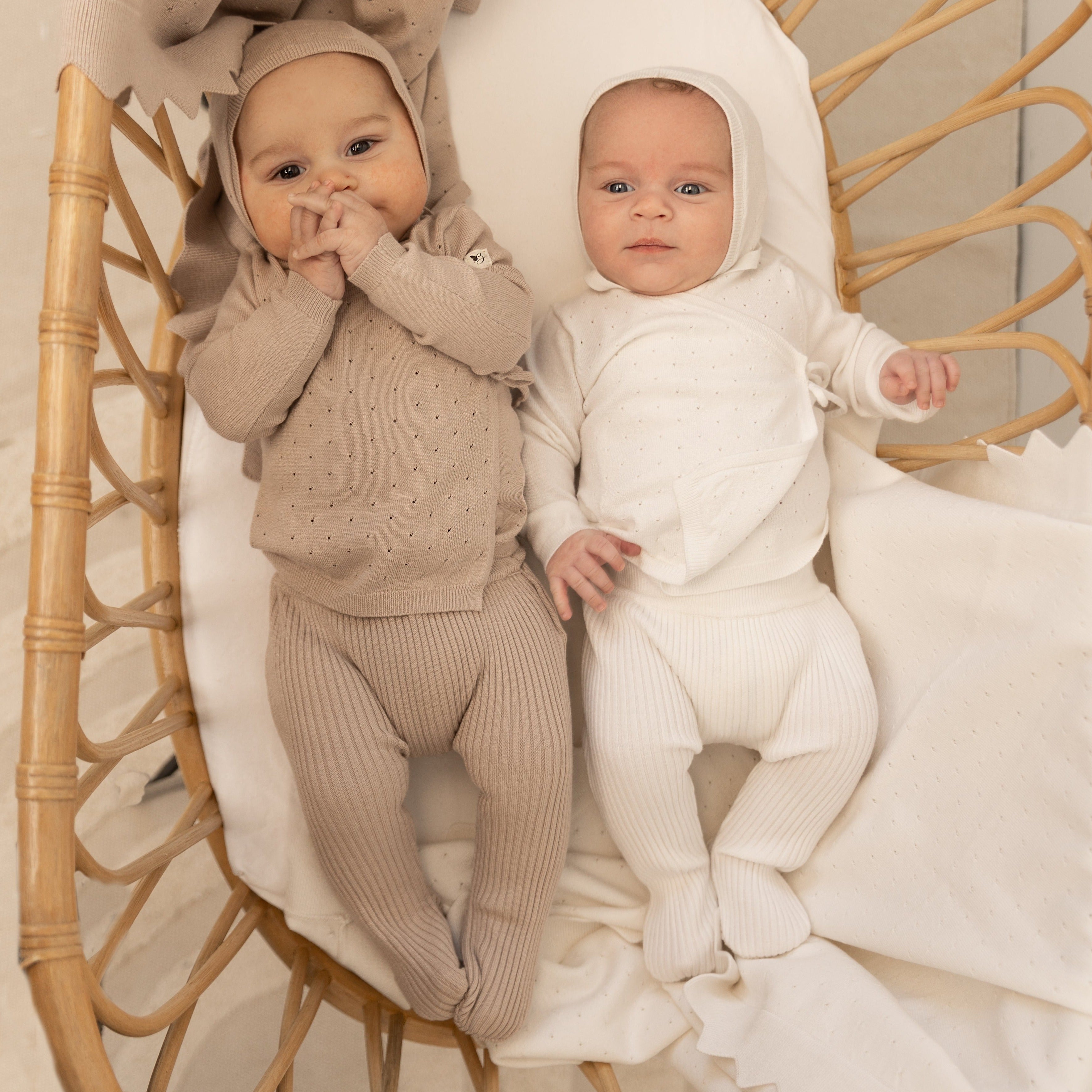 Bebe Bella White Knitted Wrap Baby Set - Soft Newborn Outfit for Photoshoots, Christening & Special Occasions