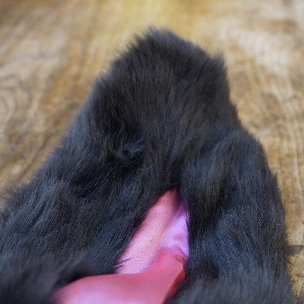 Black Furry Snow Bunny Helmet Cover for Winter Biking & Skiing - Warm & Cute Animal Design for Cold Weather Cycling & Snow Sports