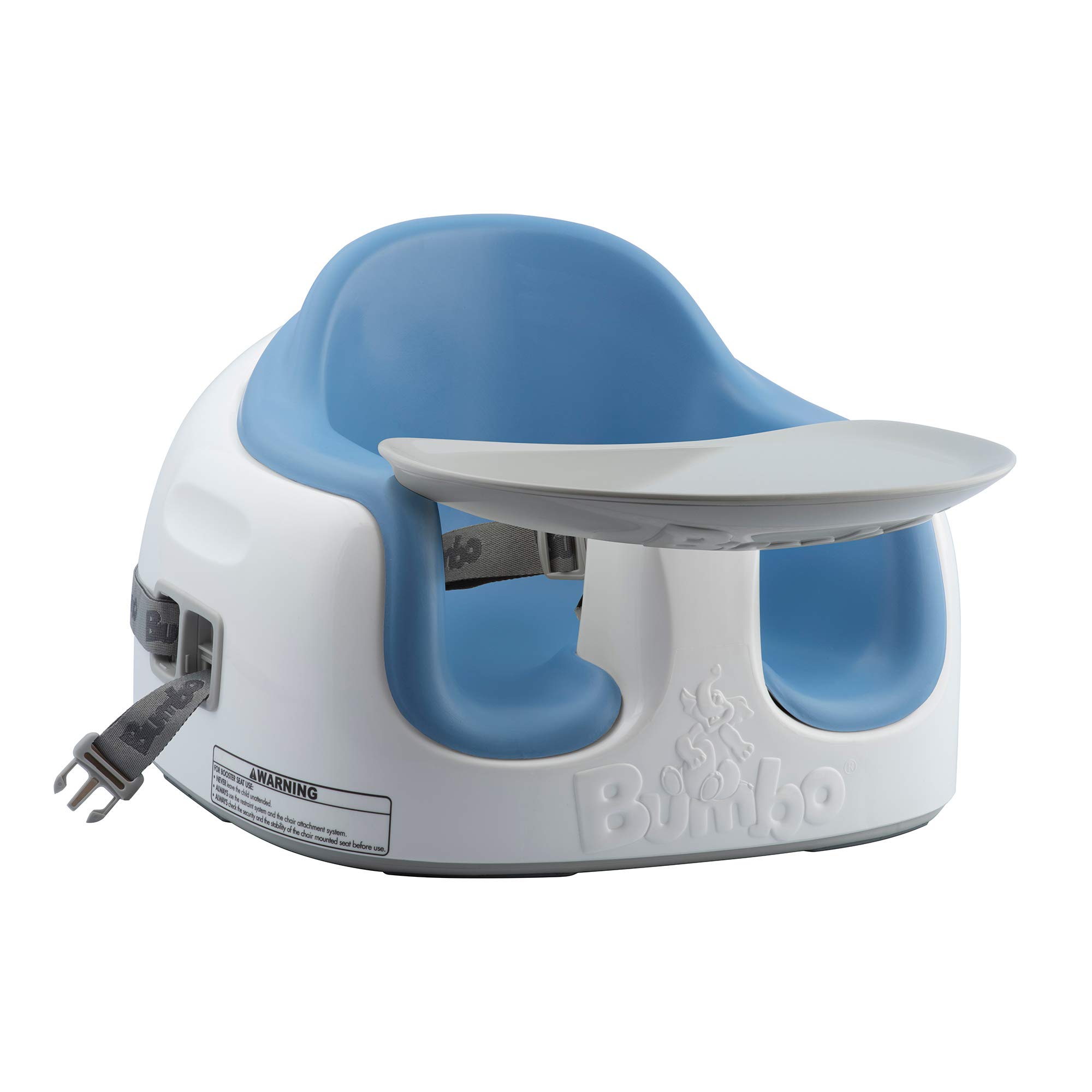 Bumbo Adjustable Height 3-in-1 Multi-Function Baby Seat - Non-Slip Booster & Toddler Chair with Removable Tray for Feeding, Learning & Play - Powder Blue (2 Pack) - Perfect for Dining, Homeschooling & Indoor Activities