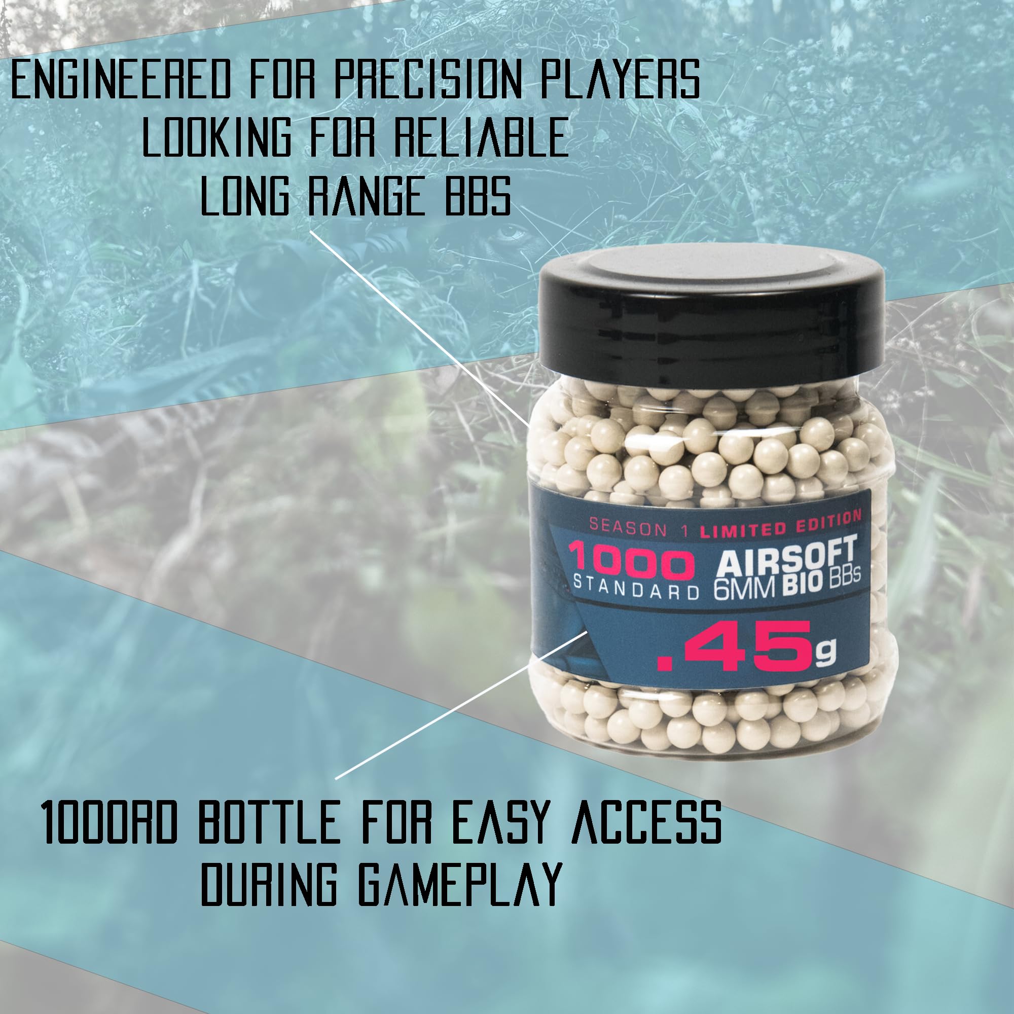 6mm Biodegradable Airsoft BBs .45g 1000ct - for Outdoor/Indoor Airsoft Battles