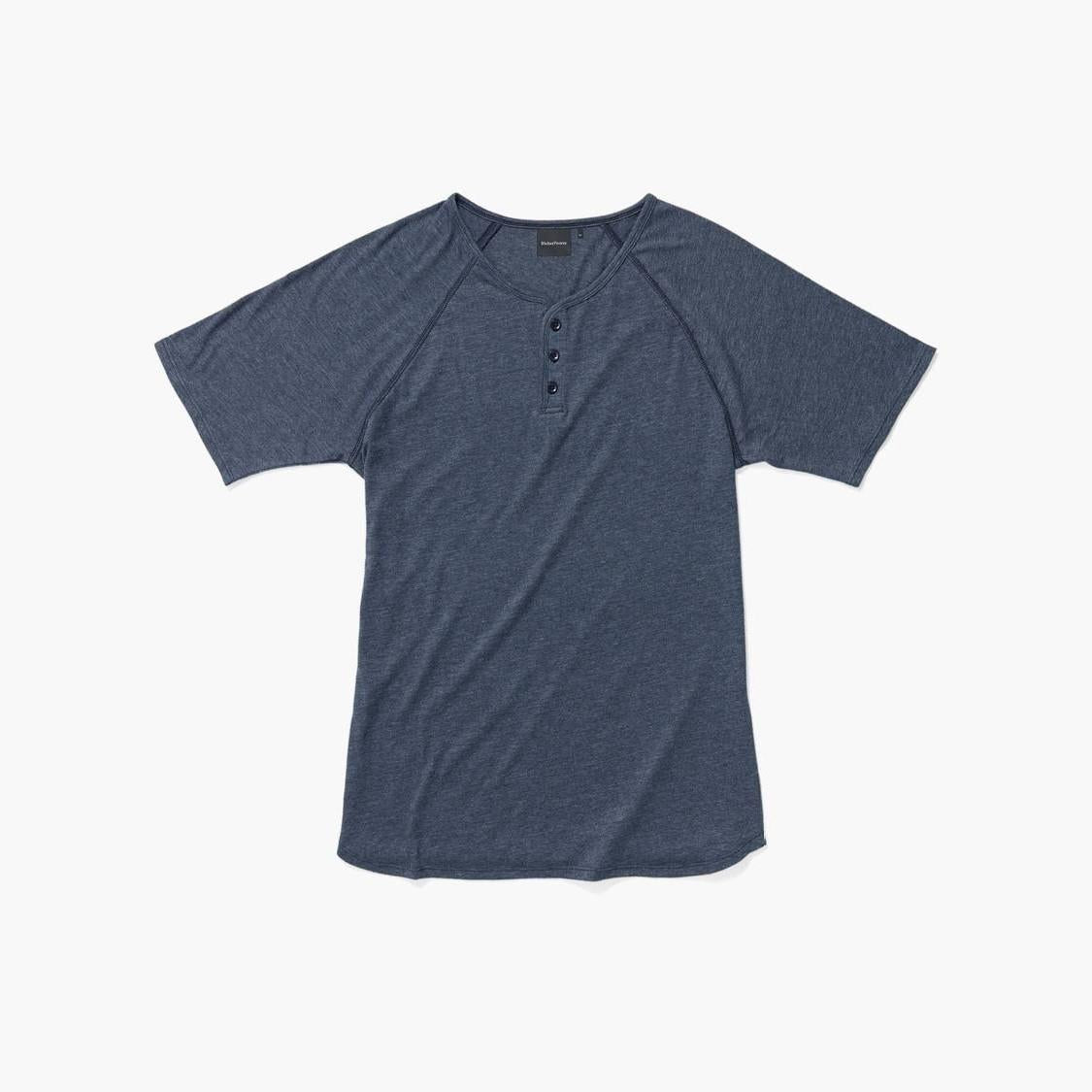 Baseball Henley T-Shirt for Men - Soft Cotton Short Sleeve Shirt in Navy Blue - Perfect for Casual Wear, Sports & Outdoor Activities
