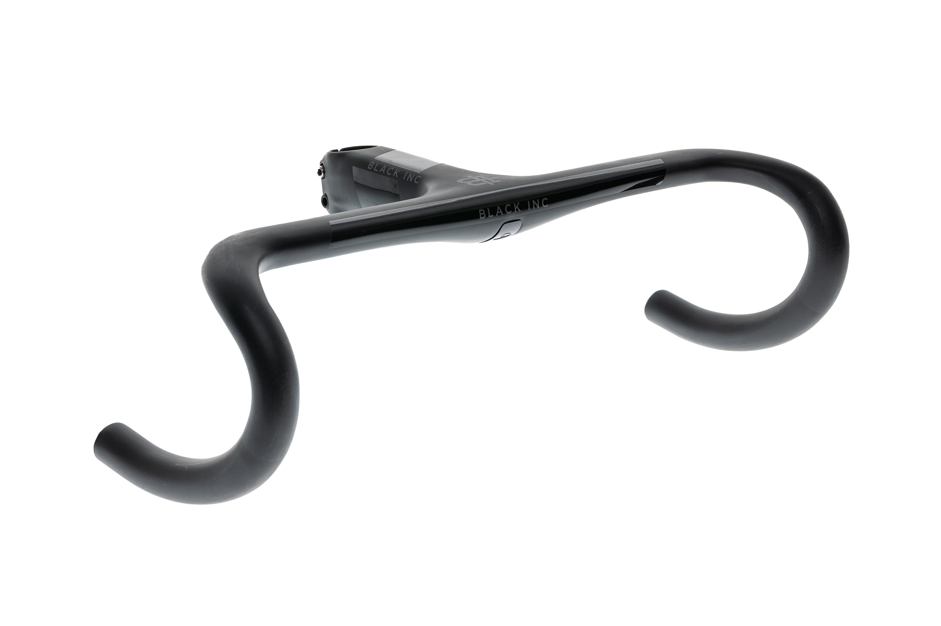 Black Inc Integrated Carbon Fiber Handlebar - 40cm x 130mm - Lightweight Aero Road Bike Handlebar for Racing & Performance Cycling