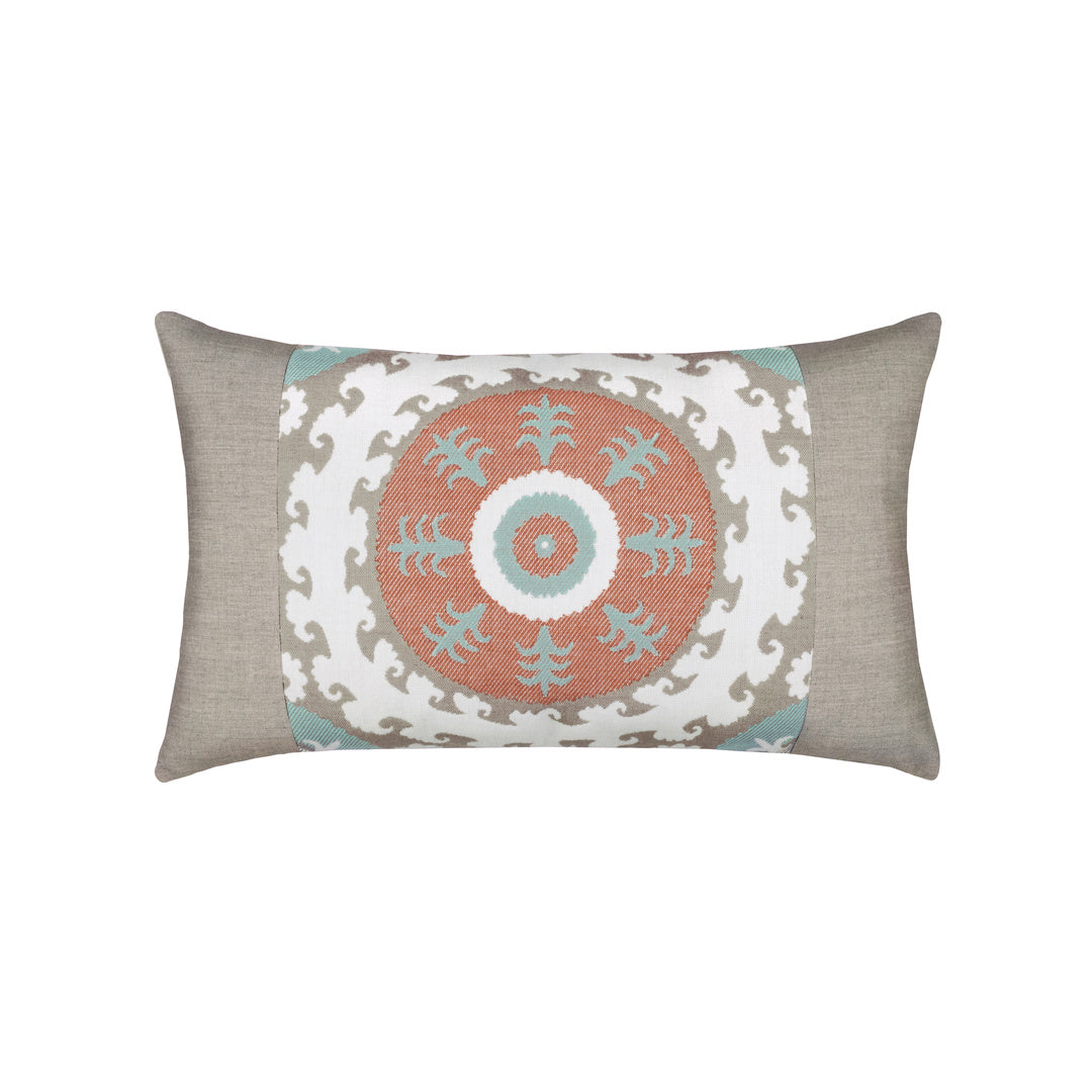 Suzani Oasis Decorative Throw Pillow Cover - Bohemian Lumbar Pillow for Sofa, Bed, Patio - Indoor & Outdoor Use - Perfect for Living Room, Bedroom, Garden Decor