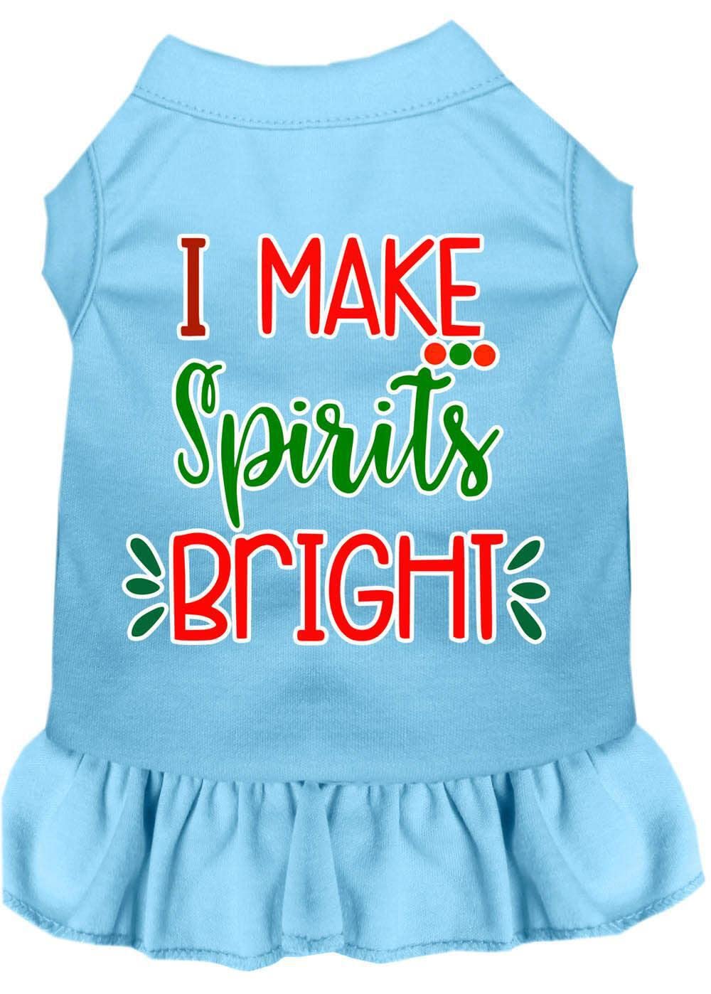 Christmas Pet Dog & Cat Dress - 'I Make Spirits Bright' Screen Printed Black Costume for Small Pets (6-10 lbs) - Perfect for Holiday Photos & Festive Parties