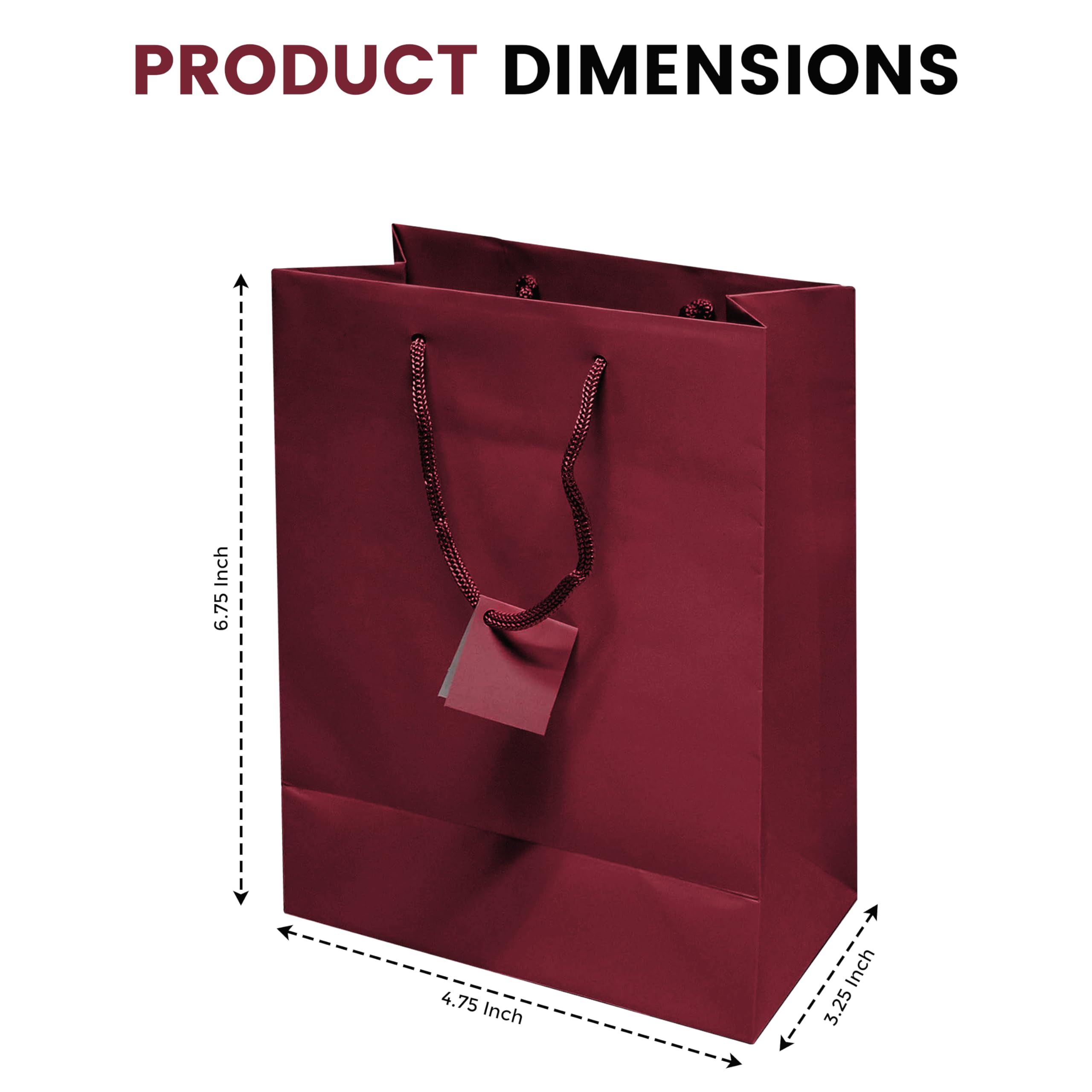 10 Pack Burgundy Gift Bags with Handles - 4.75x3.25x6.75 Inches Small Paper Tote Bags for Business, Birthday Party Favors, Shopping & Groceries | Elegant Euro Style Gift Packaging for Retail, Weddings & Personal Use