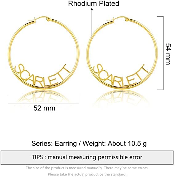 Personalized Name Bamboo Hoop Earrings for Women - Custom Big Oversized Hip-Hop Earrings with Any Name - Perfect Gift for Wife, Mom, Daughter, Sister - Birthday, Graduation, Party Jewelry - Everyday Wear & Special Occasions