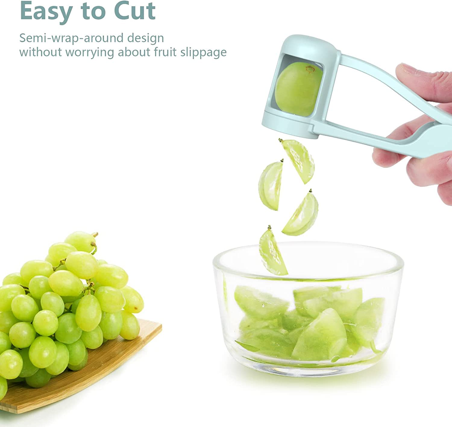 Stainless Steel Grape Cutter & Slicer for Fruits - Cherry Tomato Strawberry Quarter Tool for Toddlers | Kitchen Gadget for Fruit Salad, Baby Food & Cake Decoration | Safe & Easy Fruit Prep for Kids Snacks