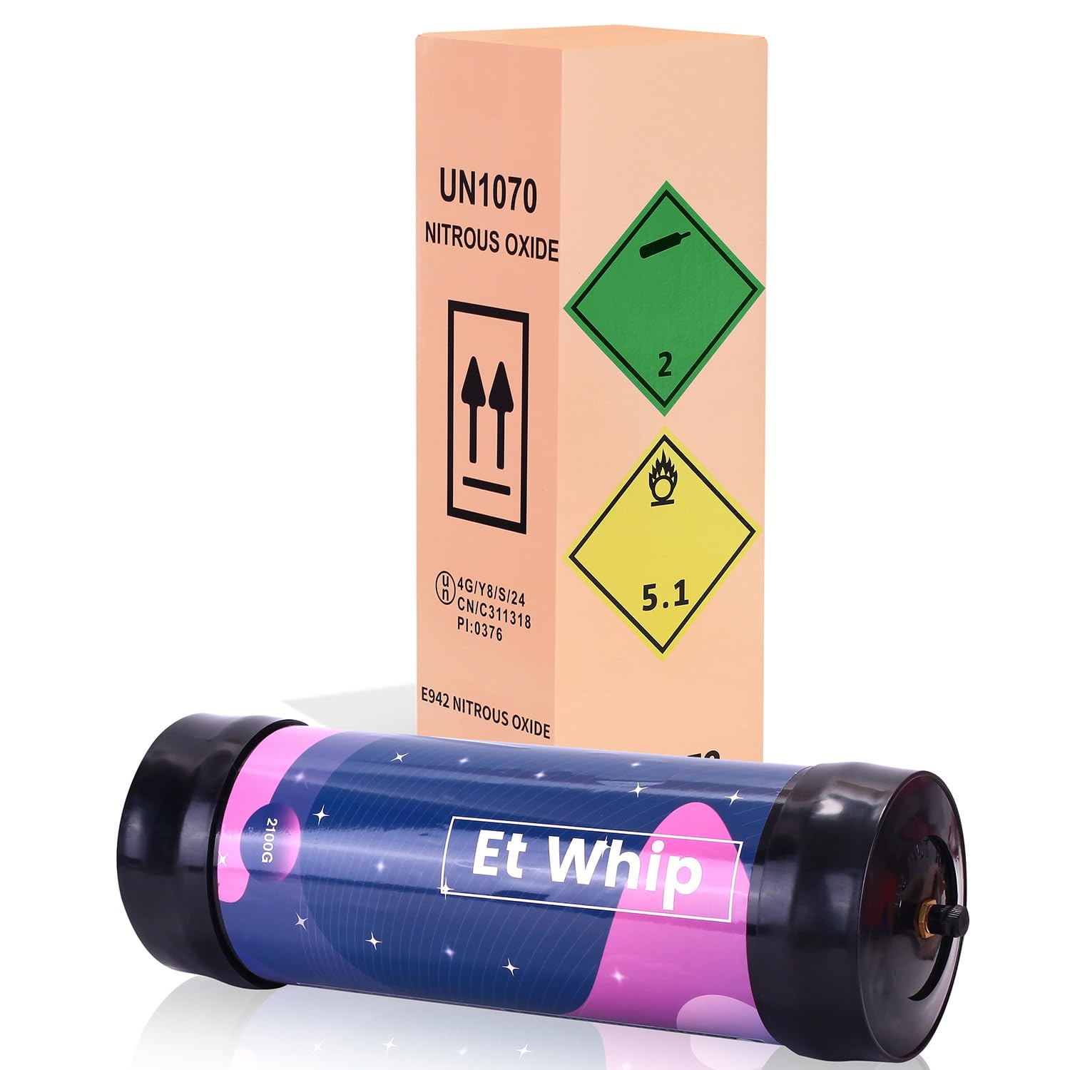 3.3L Nitrous Oxide Tank - 2100G Whipped Cream Charger Cartridge (1 Count) - Perfect for Professional Desserts, Home Baking & Cocktail Making