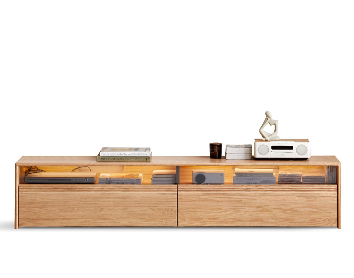 86.6x15x16.3 inch/ 220x38x41.5cm/ Natural Wood color/ Oak TV cabinet