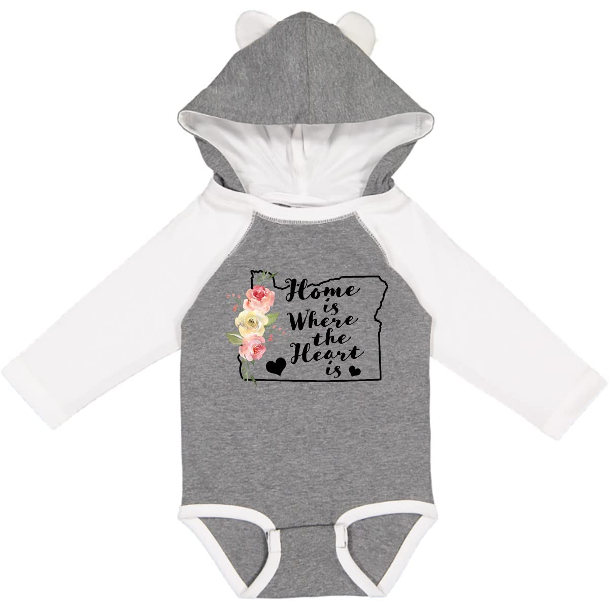 Inktastic Oregon Home is Where The Heart is Watercolor Long Sleeve Baby Bodysuit - Soft Cotton Infant Onesie for Newborns & Toddlers - Perfect for Family Photos, Holidays & Everyday Wear
