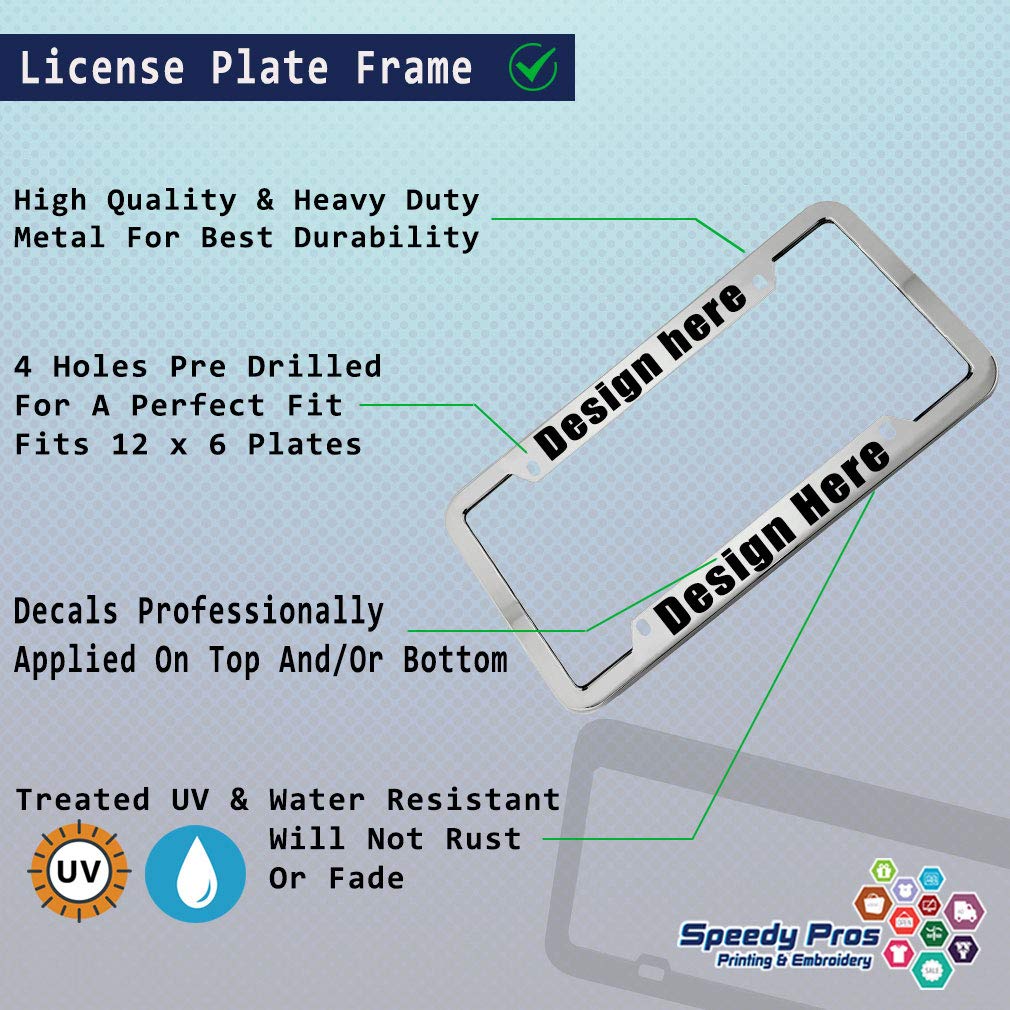 Speedy Pros Metal Zinc License Plate Frame - Funny 'A Rolling Stone Gathers No Moss' Design - Weatherproof Chrome Car Accessory with 4 Holes - Perfect for Car Enthusiasts & Humor Lovers