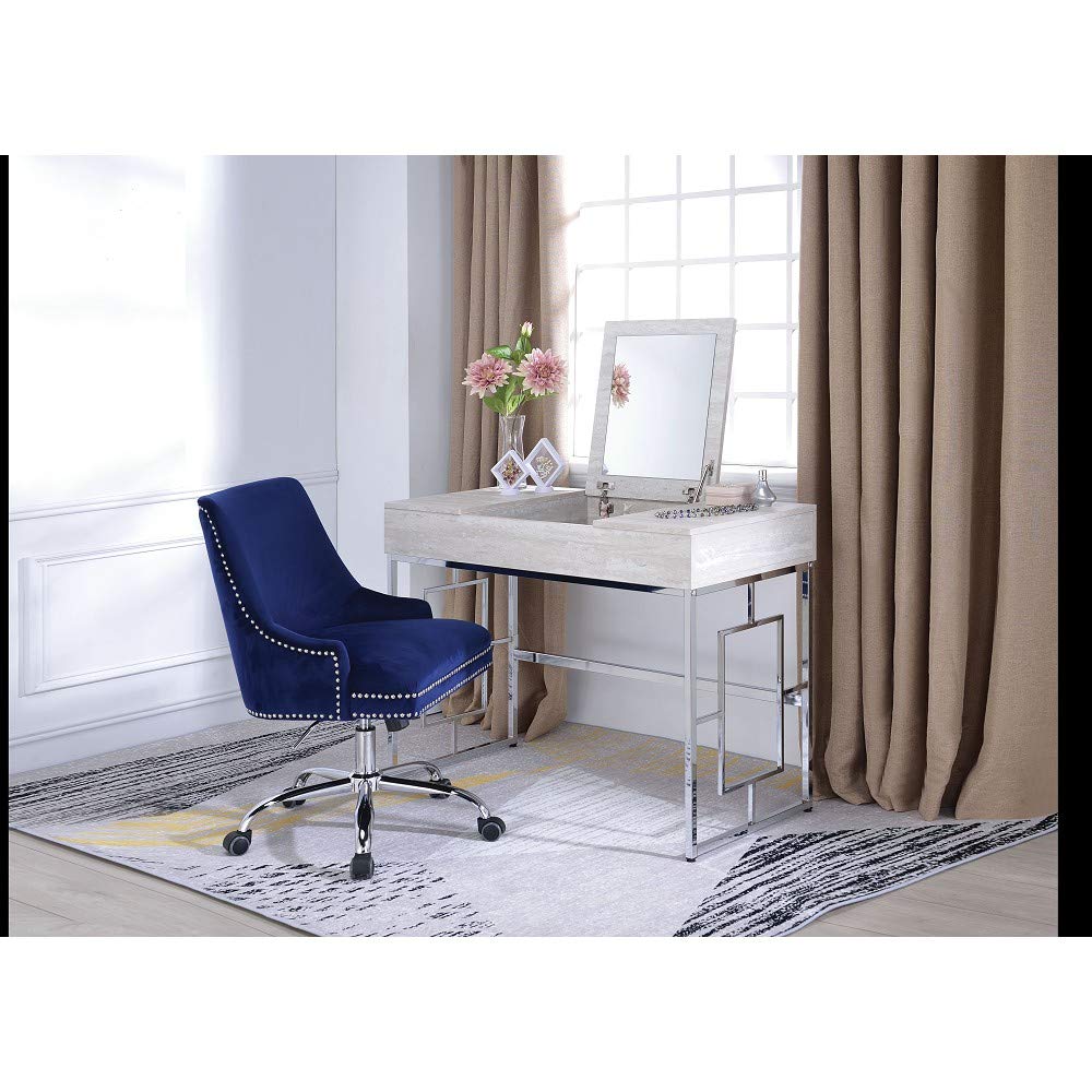 Natural & Chrome Saffron Vanity Desk for Elegant Dressing