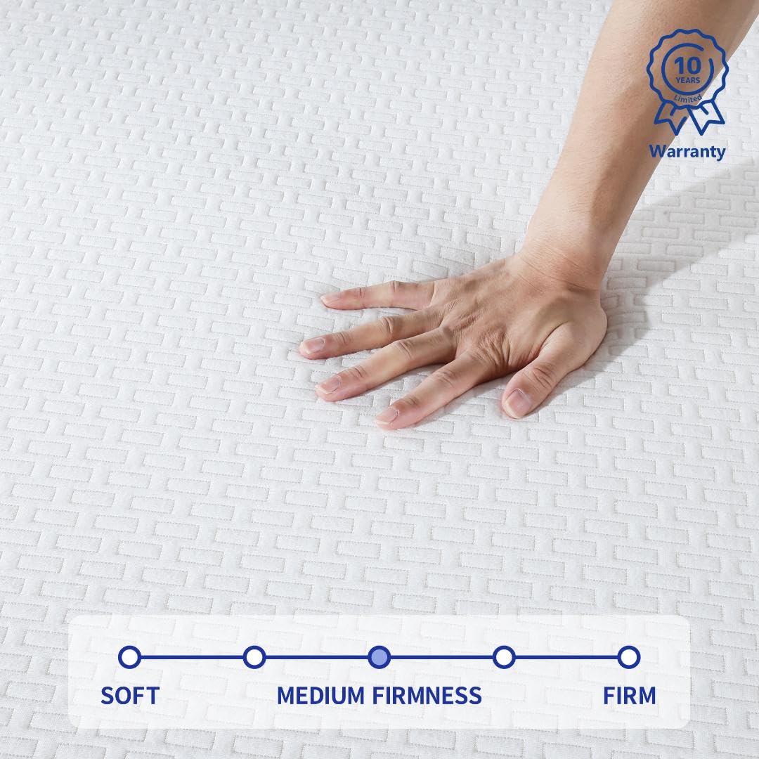 Olee Sleep 10 Inch Full Size Gel Memory Foam Mattress - Medium Firm, CertiPUR-US Certified for Pressure Relief & Comfort | Cooling Gel Infused, Bed-in-a-Box Design | Perfect for Guest Rooms, Dorms & Small Apartments