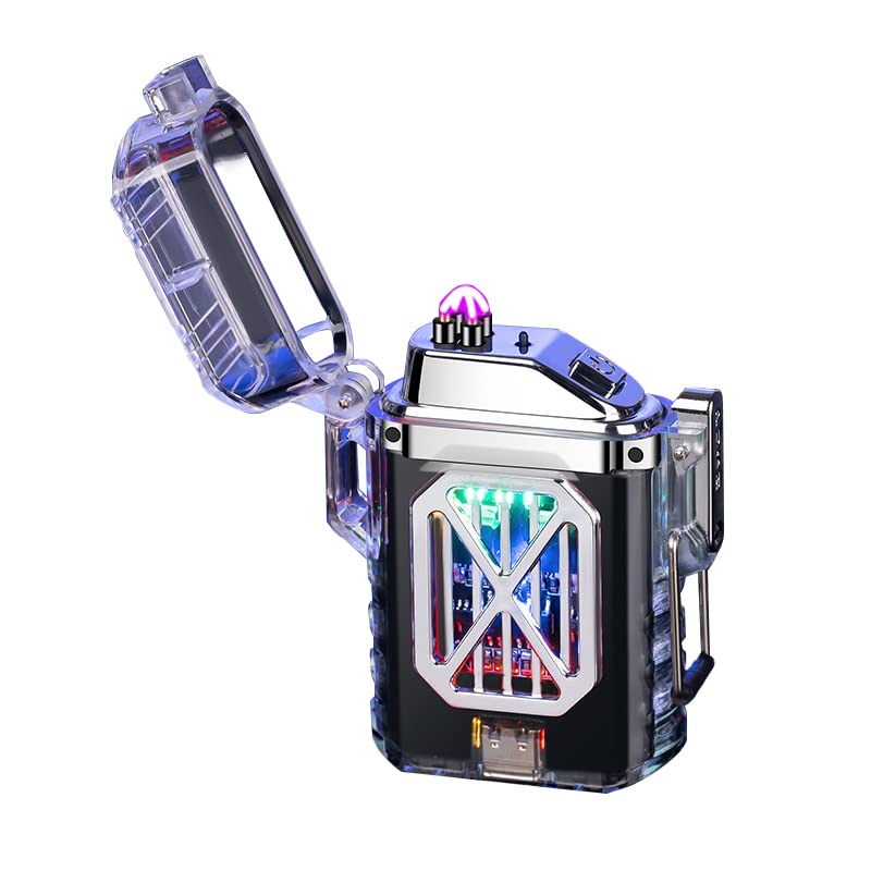 USB Rechargeable Dual Arc Plasma Lighter - Windproof, Flameless for Candles & Outdoor Use (Black)