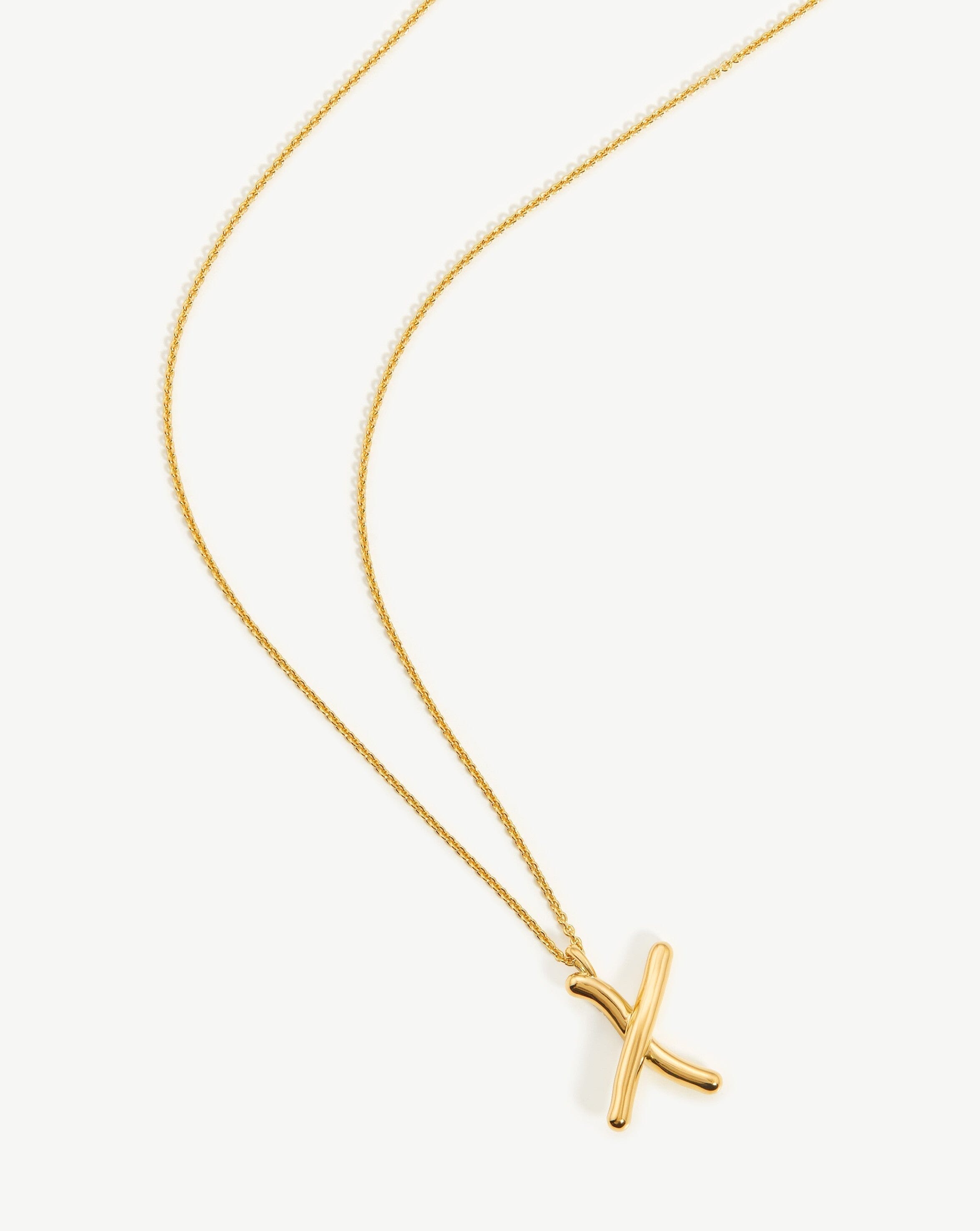 Curly Molten Initial Pendant Necklace - Personalized Initial X in 18k Gold Vermeil | Elegant Jewelry Gift for Women, Perfect for Birthdays, Anniversaries & Special Occasions