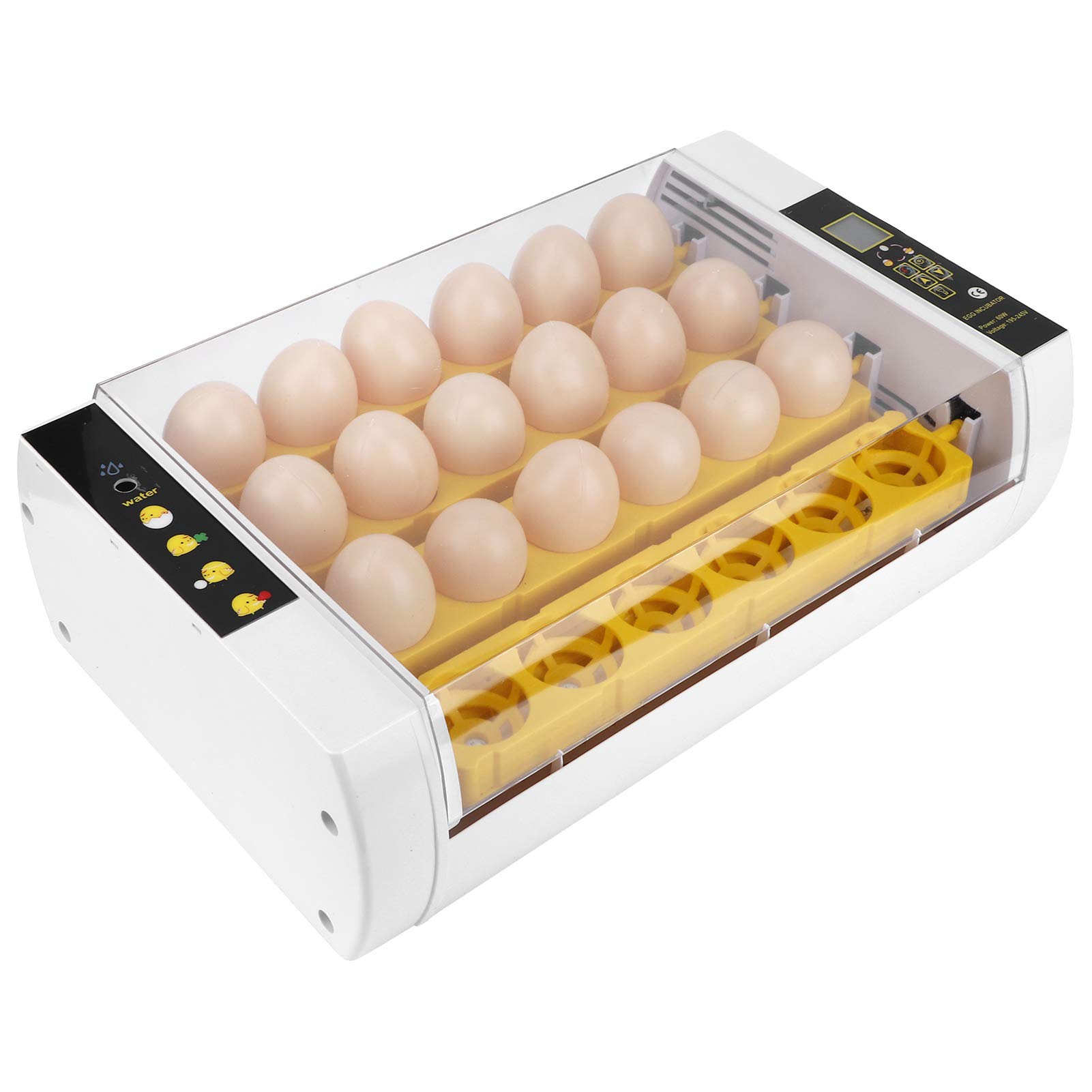 60W Automatic Egg Incubator Brooder - Intelligent Digital Poultry Hatcher for 24 Chicken & Duck Eggs (110V US Plug) - Perfect for Home Farming, Backyard Poultry & Hatching Projects