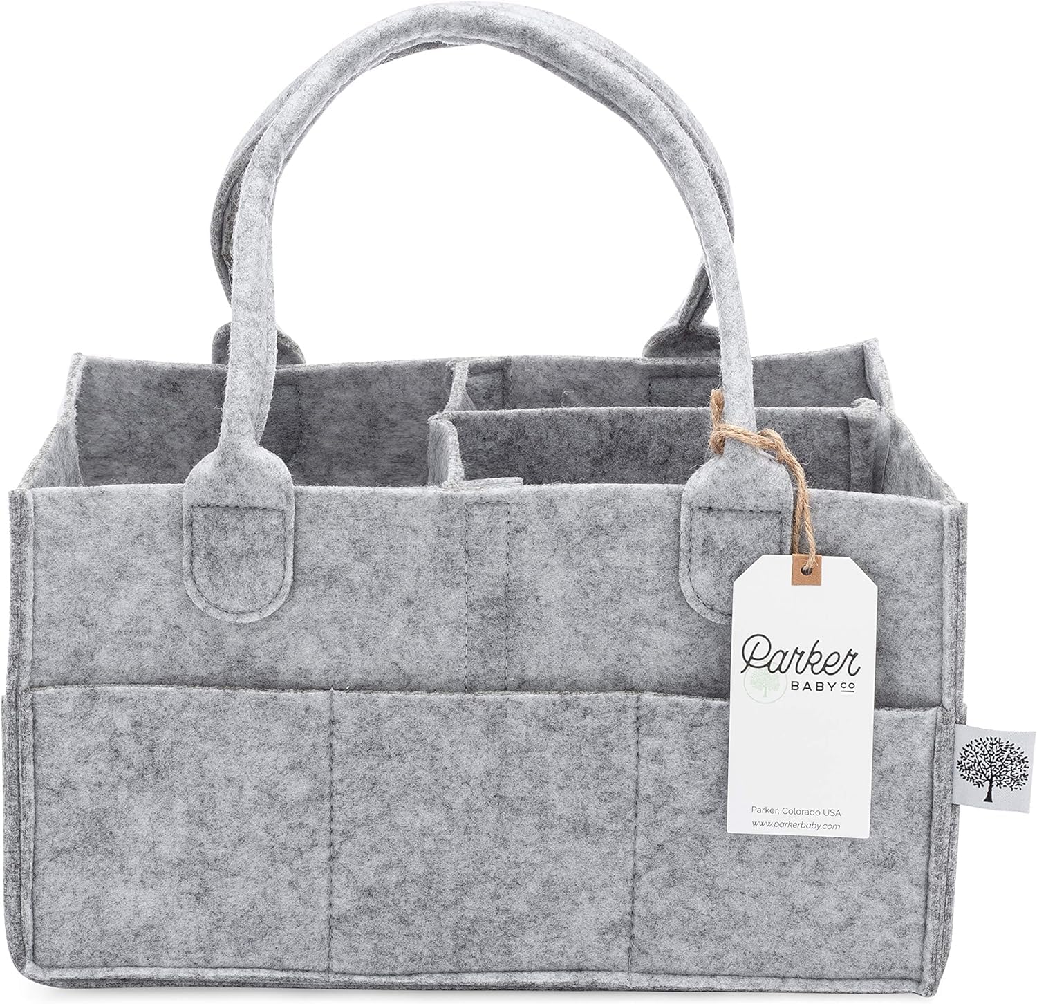 Parker Baby Diaper Caddy Organizer - Gray Nursery Storage Bin & Car Organizer for Baby Essentials | Perfect for Nursery, Changing Station & Travel
