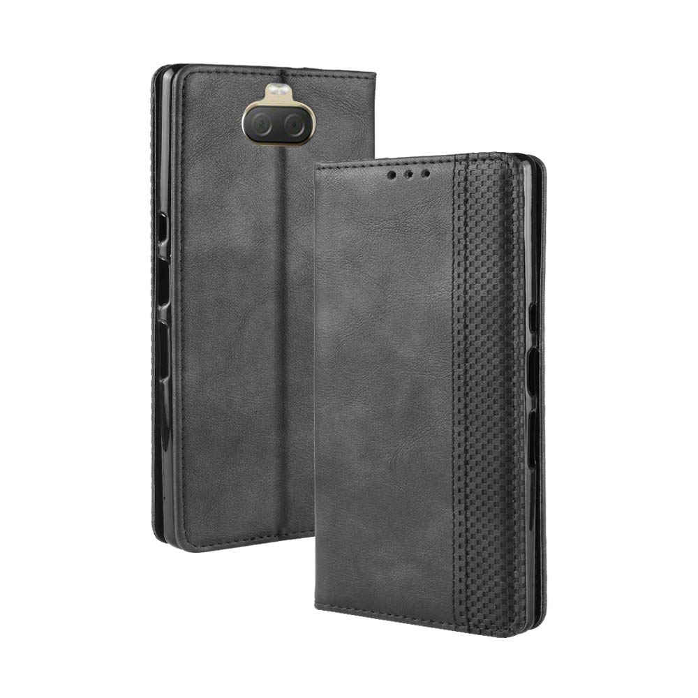 Magnetic Buckle Retro Leather Flip Phone Case for Sony Xperia 10 Plus - Horizontal Flip Cover with Card Slots, Wallet & Holder | Perfect for Daily Use, Travel & Business Meetings