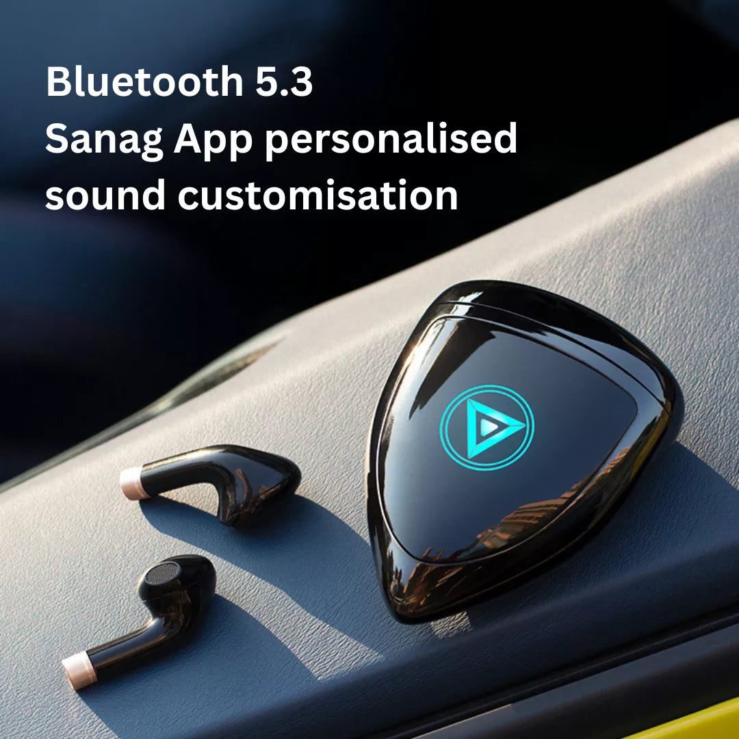 Sanag J Pro Half In Ear Bluetooth TWS Gaming Earbuds with Low Latency, 30H Playtime, HD Sound - Perfect for Mobile Gaming, Workouts & Commuting