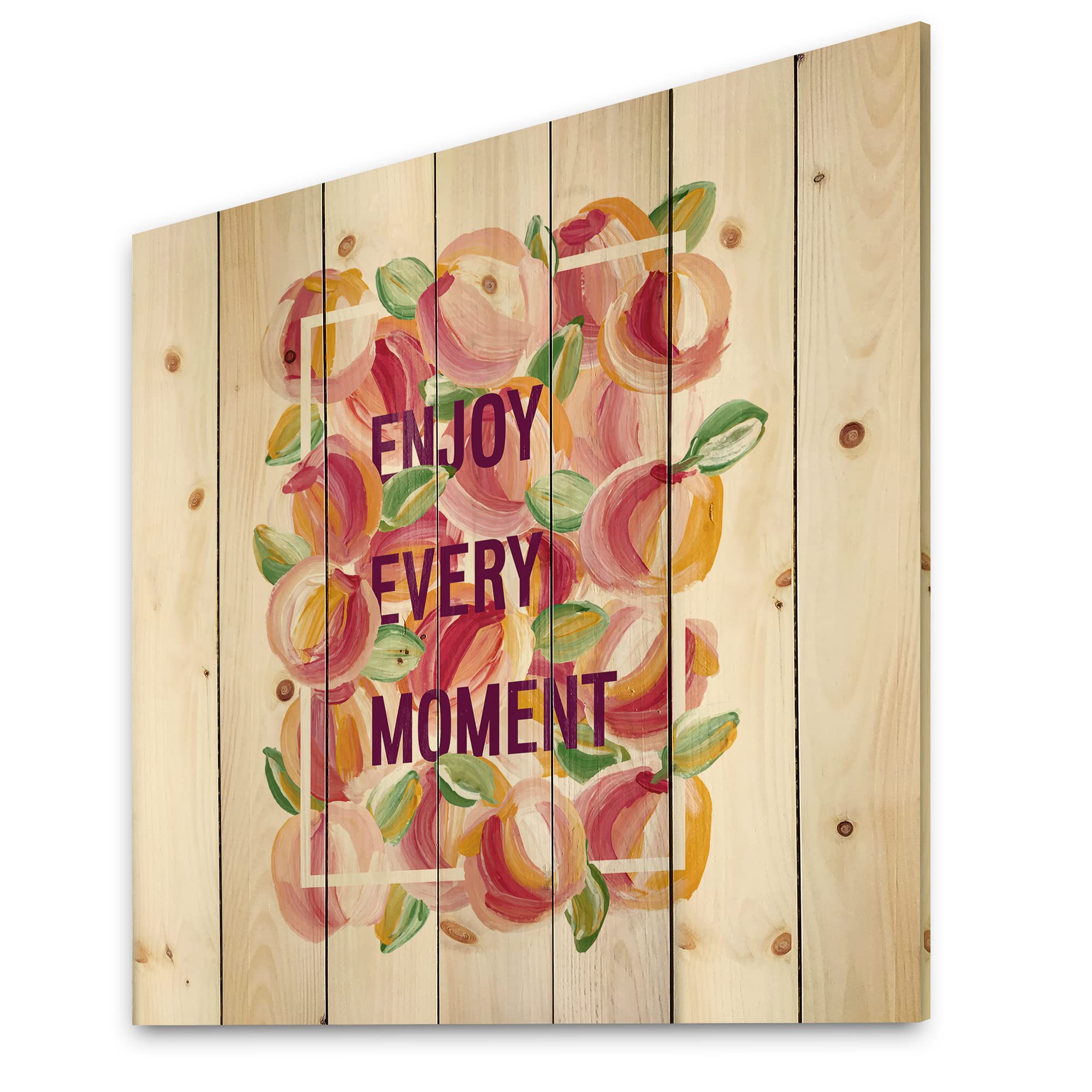 DesignQ Enjoy Every Moment Traditional Wood Wall Decor - Red Wood Wall Art with Large Quotes & Sayings - Natural Pine Wood Panels for Home, Office & Living Room Decor