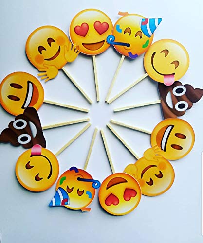 Fun Emoji Cupcake Toppers for Birthday Parties - 50pcs Colorful Edible Decorations for Cakes, Cupcakes & Desserts - Perfect for Kids Birthday, Baby Showers & Celebrations