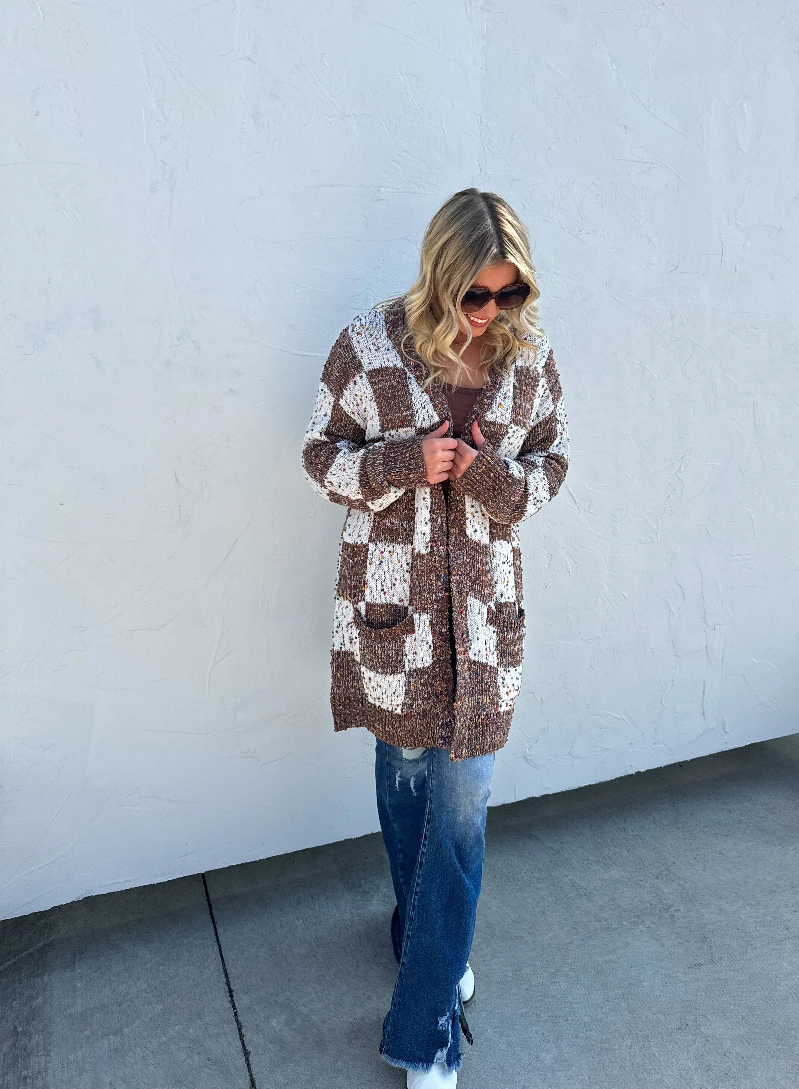PREORDER: Stylish Checkered Miley Dot Cardigan for Women - 4 Trendy Colors | Perfect for Casual Outfits, Office Wear & Cozy Evenings