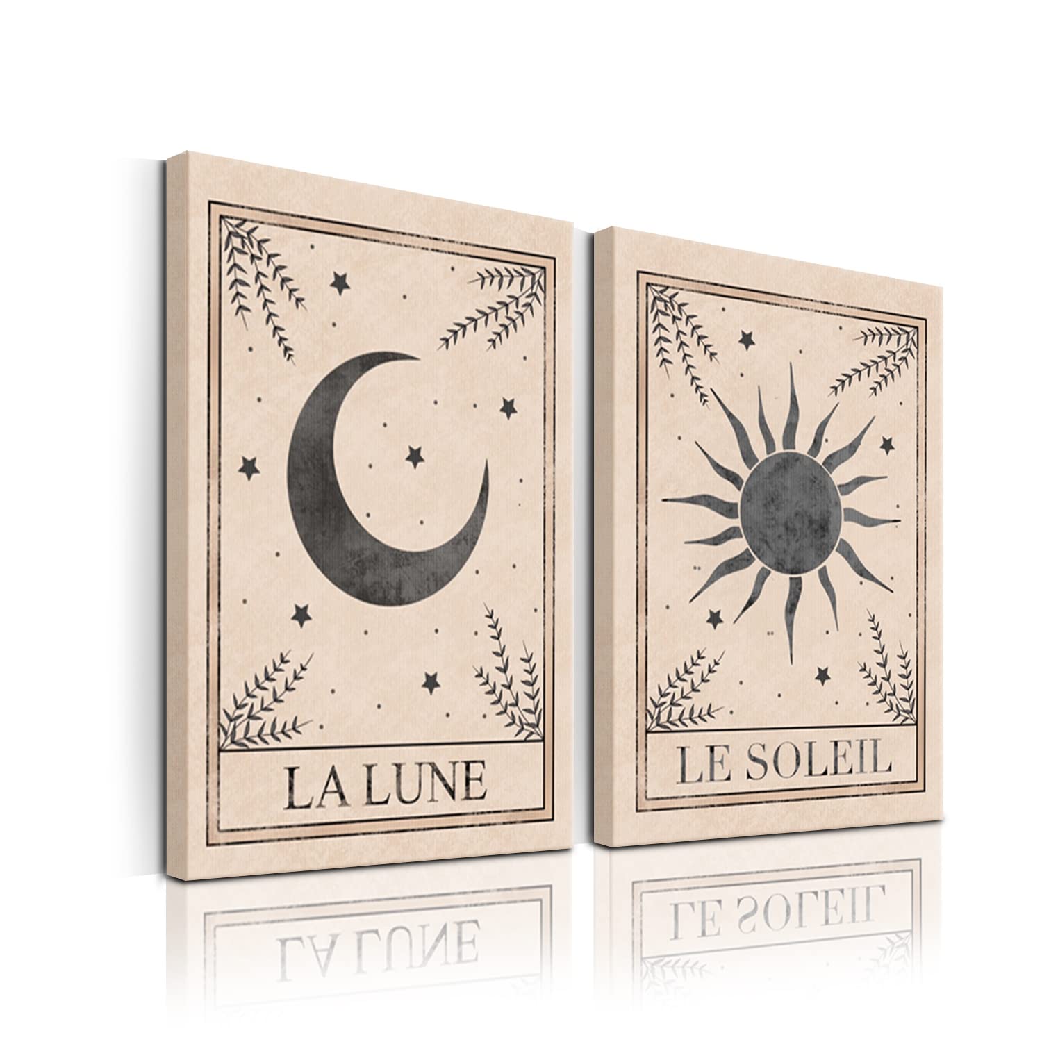 GUBIYU Sun and Moon Art Print - Beige LA LUNE LE SOLEIL Abstract Wall Decor - Minimalist Mid Century Modern Boho Poster 12