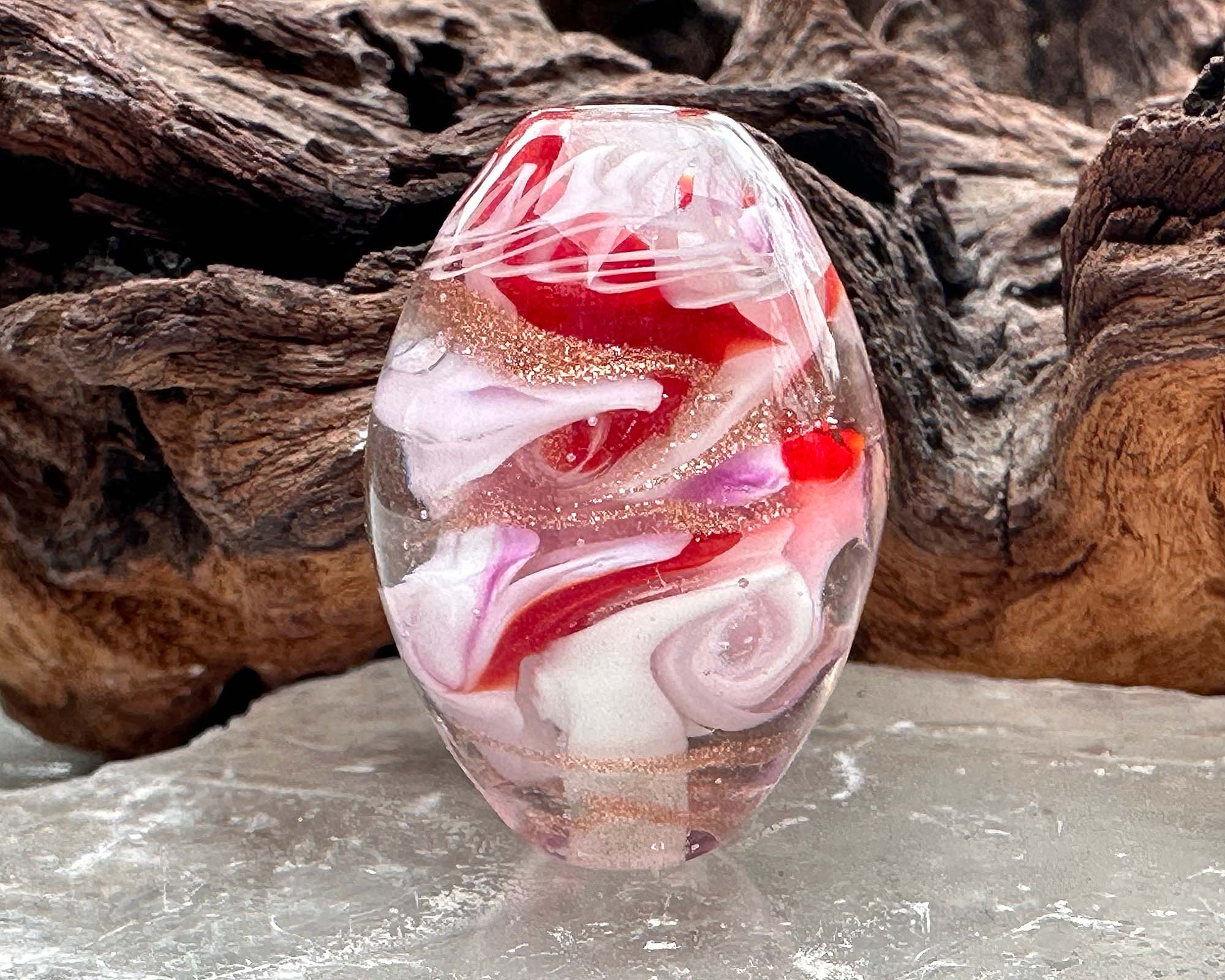 Valentine Love Lampwork Glass Focal Bead - Handmade SRA Artisan Jewelry Bead for Necklace, Bracelet & DIY Craft Projects - Perfect for Valentine's Day Gifts & Romantic Jewelry Making