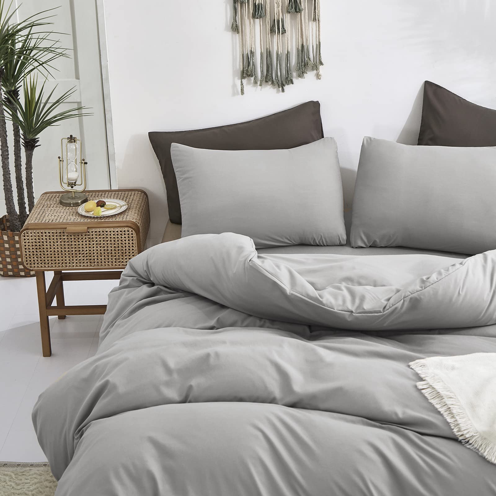 Premium Cottonight Silver Grey Comforter Set King Size - Soft, Breathable & Durable Light Grey Bedding Set with Quilted Blanket | Perfect for Master Bedroom, Guest Room & Cozy Winter Nights