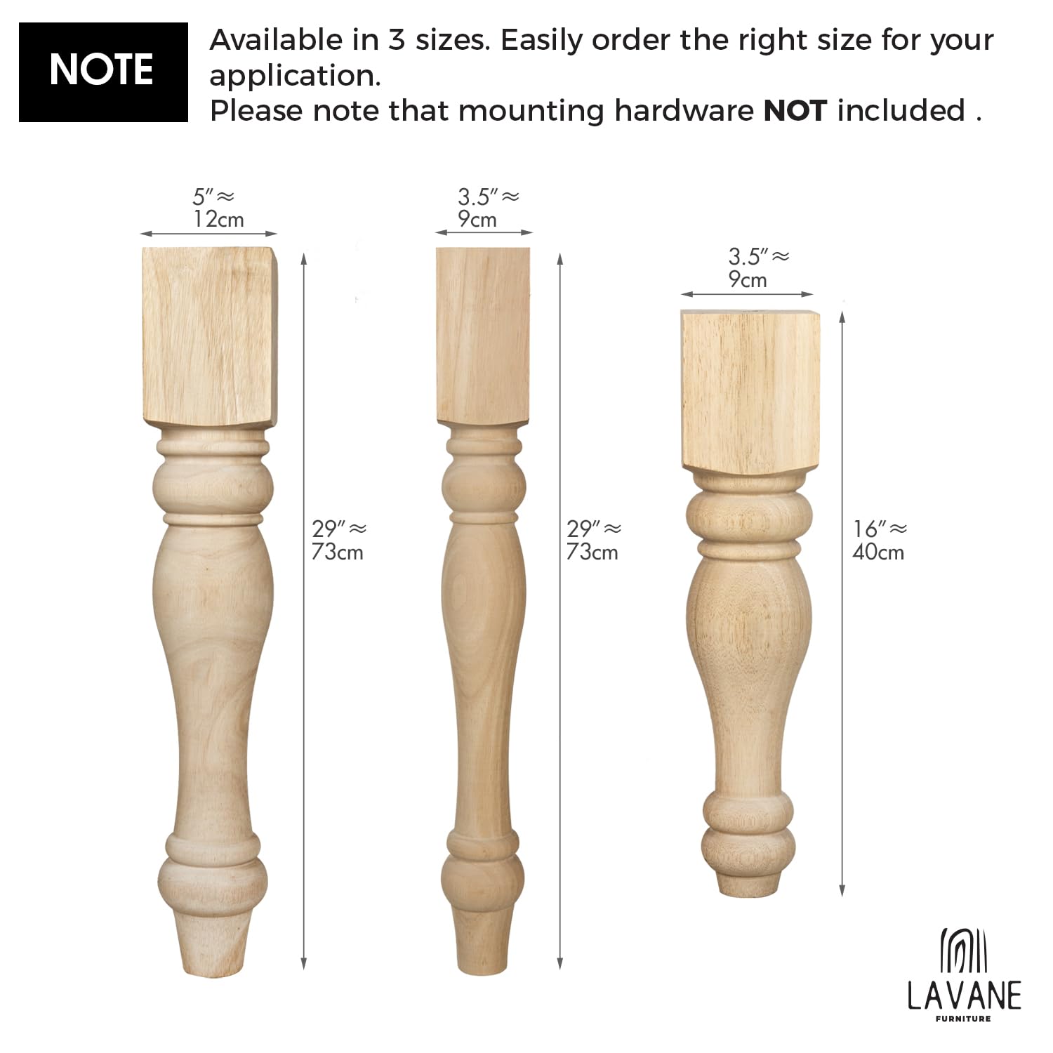 29x5x5 Inch Solid Wood Chunky Farmhouse Table Legs - Set of 4 Unfinished Turned Replacement Legs for Kitchen Island, Cabinet, Bench, Coffee & Dining Tables | Rustic Home Decor & DIY Furniture Projects
