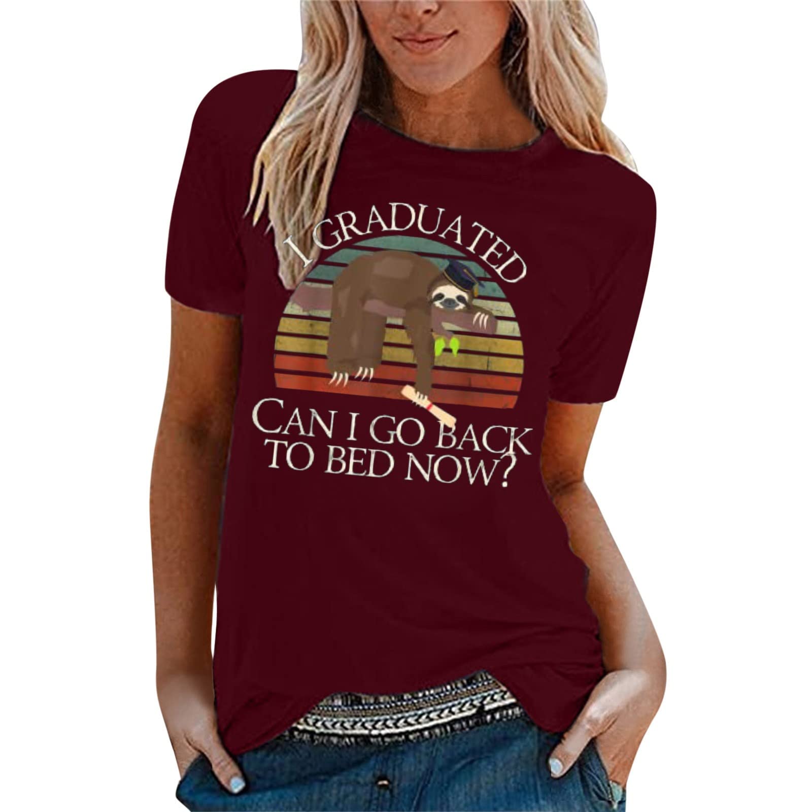 Women's Workout T-Shirts - Printed Round Neck & V Neck Short Sleeve Tops for Fitness & Graduation Season | Gym, Yoga, Running & Casual Wear