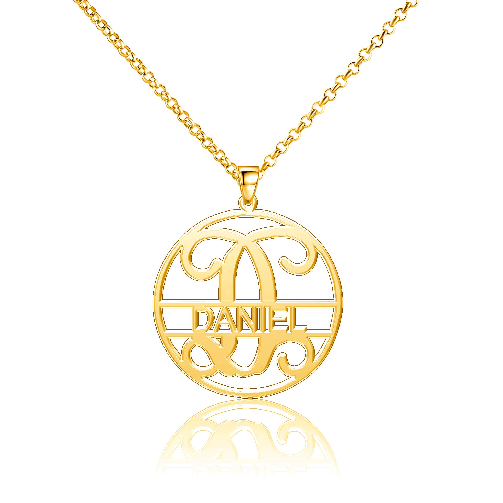 Personalized Silver 925 Monogram Name Plate Necklace for Women - Custom Engraved Daniel Pendant Jewelry Gift for Birthday, Anniversary & Special Occasions