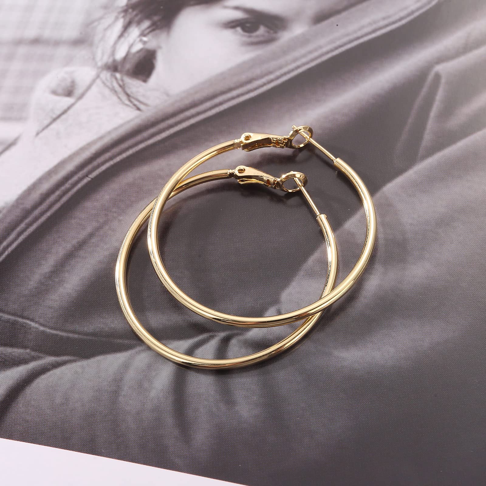 14K Gold Plated Sterling Silver Hoop Earrings for Women - Hypoallergenic Large Hoop Earrings Set, Fashion Jewelry Gift for Her | Perfect for Parties, Weddings & Everyday Wear