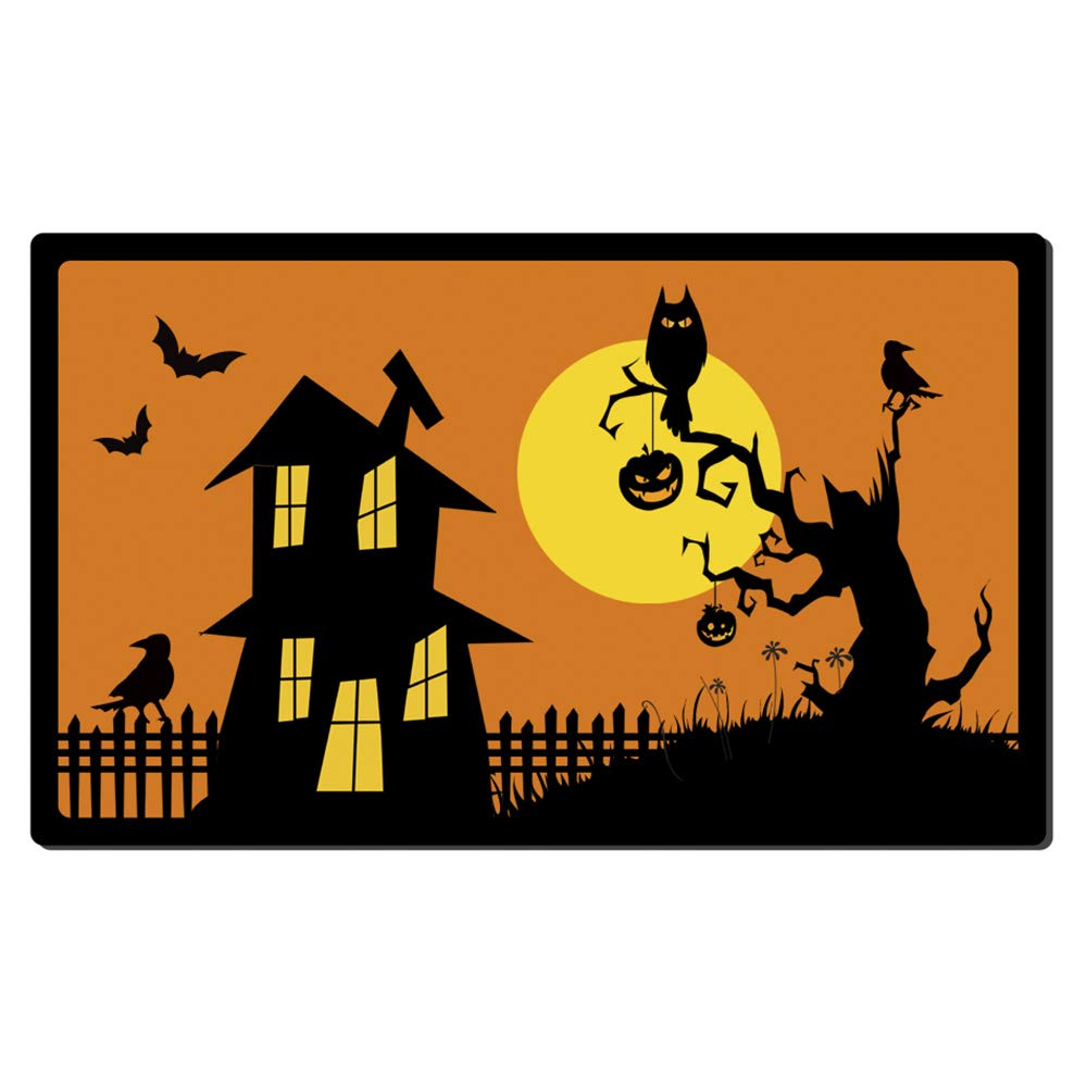 Halloween Indoor/Outdoor Non-Slip Rubber Doormat - Holiday Decor for Front Door, Entryway & Patio - Perfect for Trick-or-Treaters & Fall Decorations (Style B)