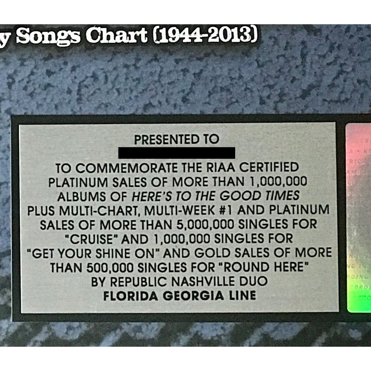 Florida Georgia Line RIAA Multi Platinum Combo Award - Certified Music Achievement Plaque - Perfect for Fan Collectibles, Music Memorabilia Displays & Artist Tributes