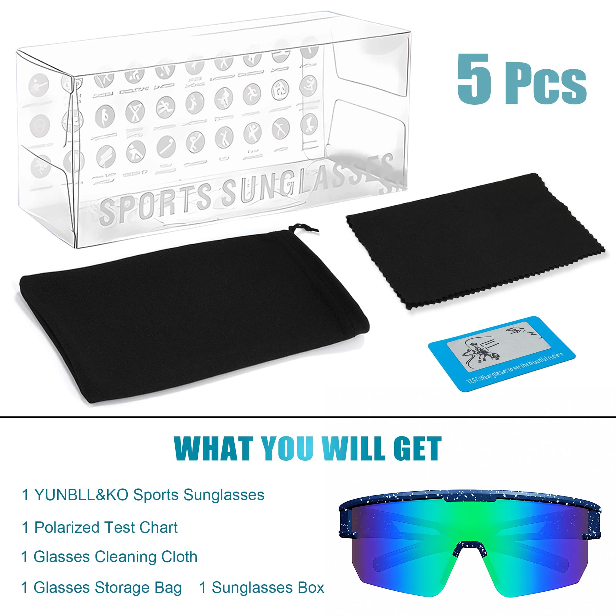 YUNBLL&KO Polarized Sports Sunglasses for Men, Women & Kids - UV400 Protection, Lightweight & Durable for Baseball, Cycling, Running & Outdoor Activities - Perfect for Sunny Days, Beach, Driving & Sports Events