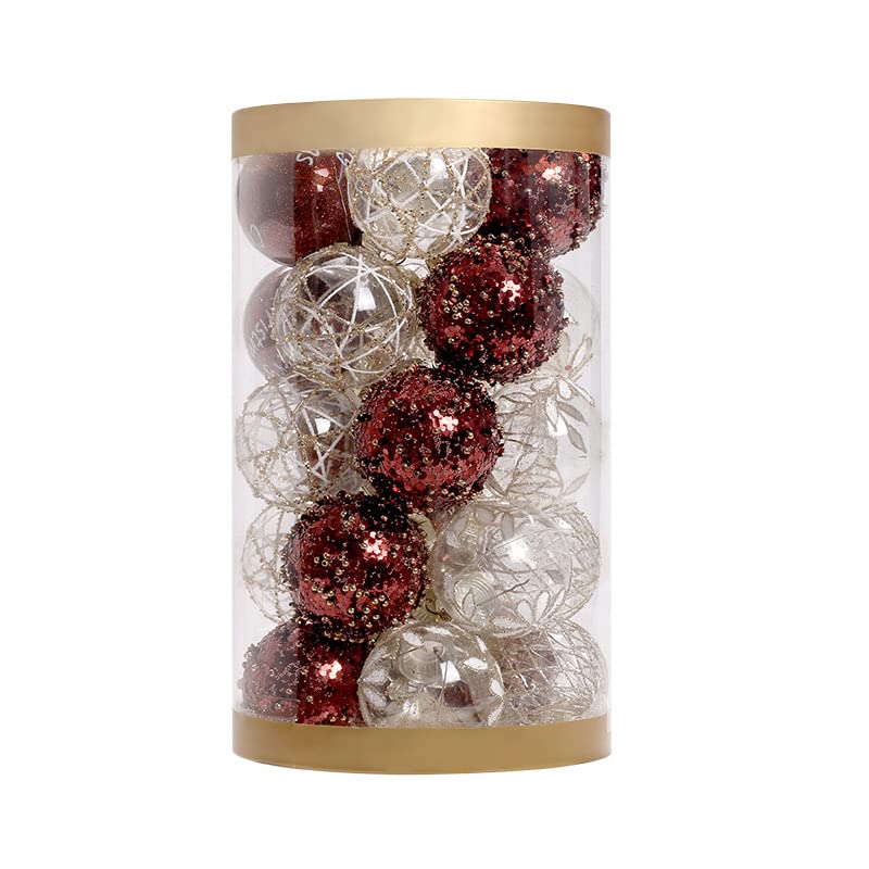 GARVEE 25-Pack Shatterproof Christmas Ornament Balls - 2.4 Inch Clear PET Plastic Holiday Decorations with Elegant Gold Coffee Paint - Perfect for Christmas Tree Decor, Wedding Centerpieces & Festive Home Decor