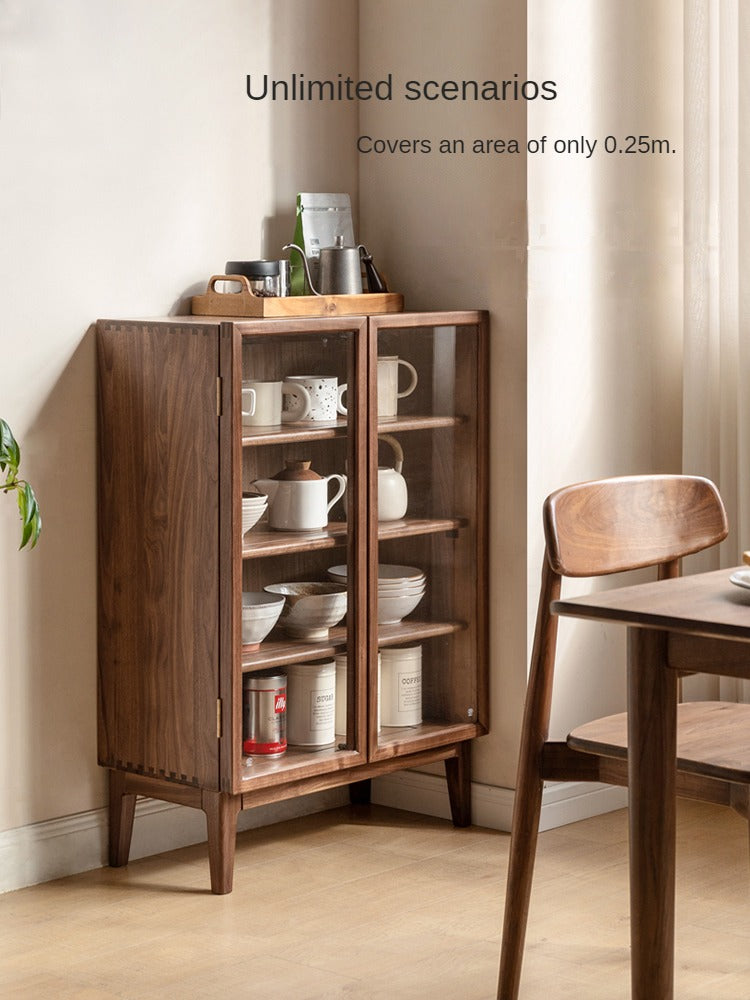 Solid Wood Black Walnut and Ash Dining Sideboard - Rustic Kitchen Buffet for Dining Room Storage and Serving - Perfect for Farmhouse, Modern & Traditional Home Decor