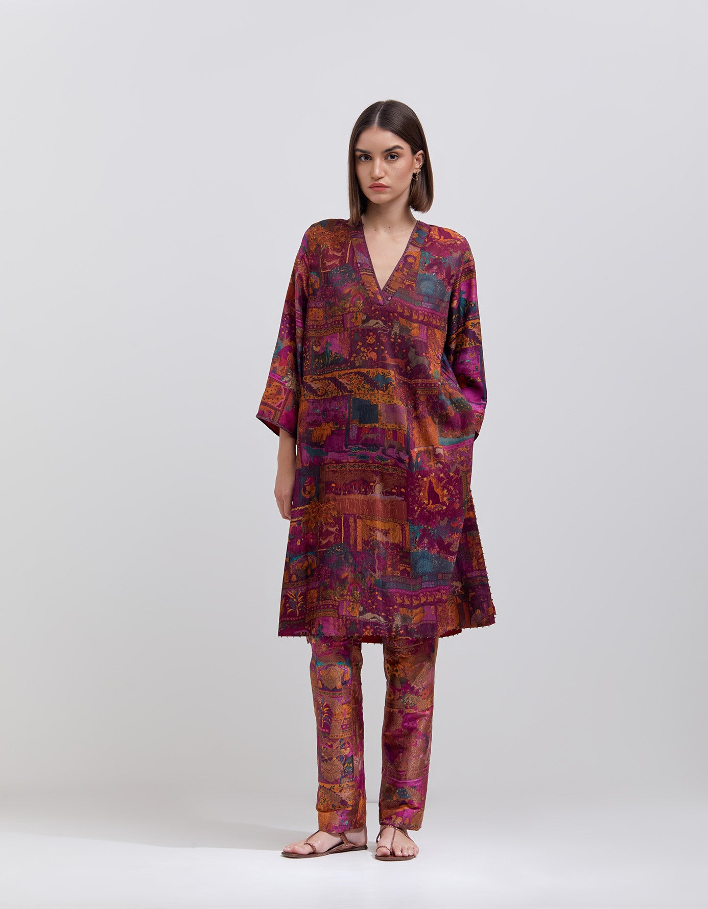 Elegant Purple Silk Pintuck Damini Kurta for Women | Traditional Indian Ethnic Wear | Perfect for Festivals, Weddings & Special Occasions