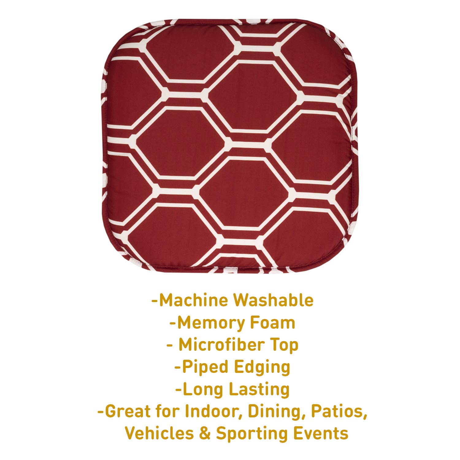 Premium Memory Foam Seat Cushion with Honeycomb Design - Non-Slip Rubber Back - 16