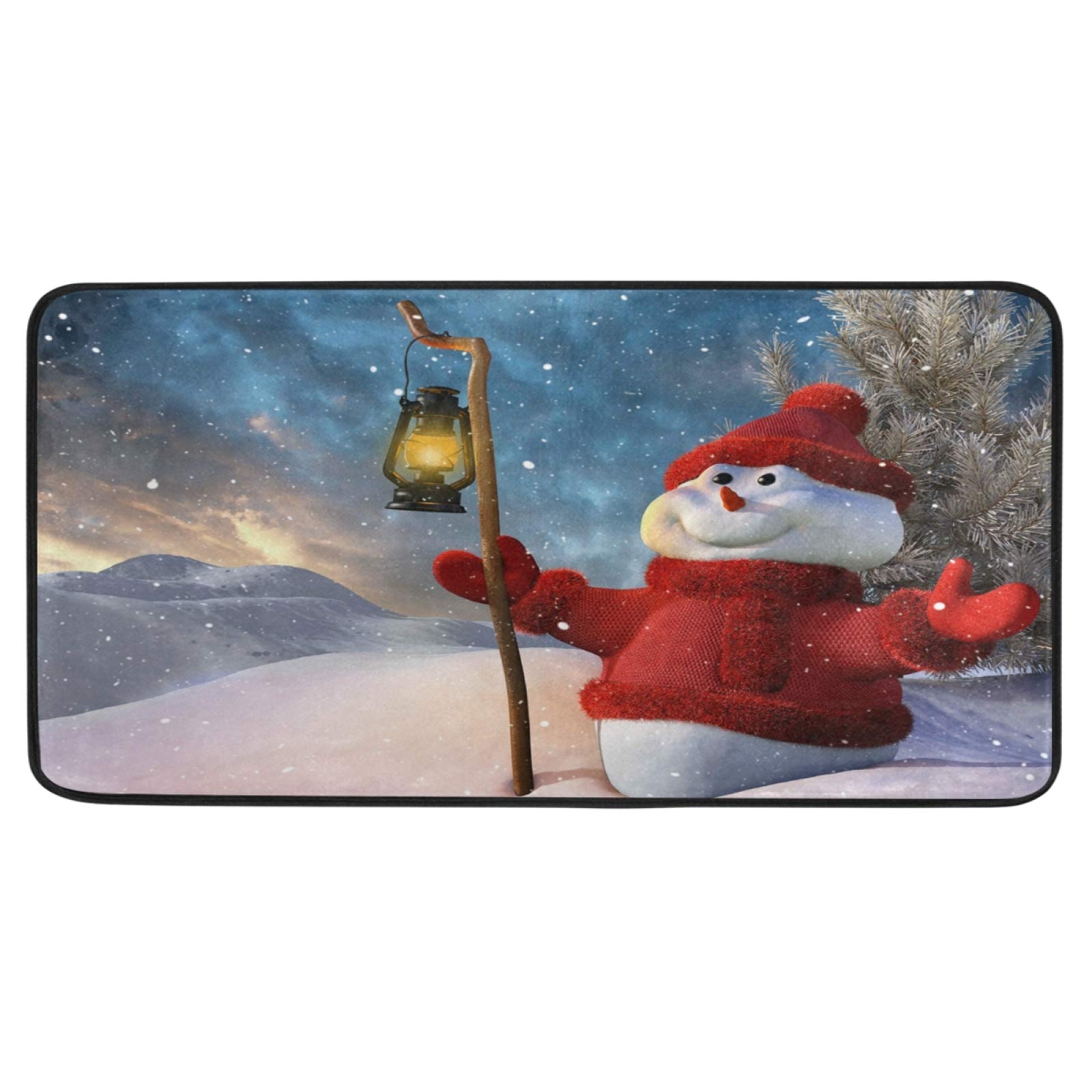 STAYTOP Non-Slip Snowman Kitchen Mat - Washable Anti-Fatigue Rug for Winter & Christmas Decor