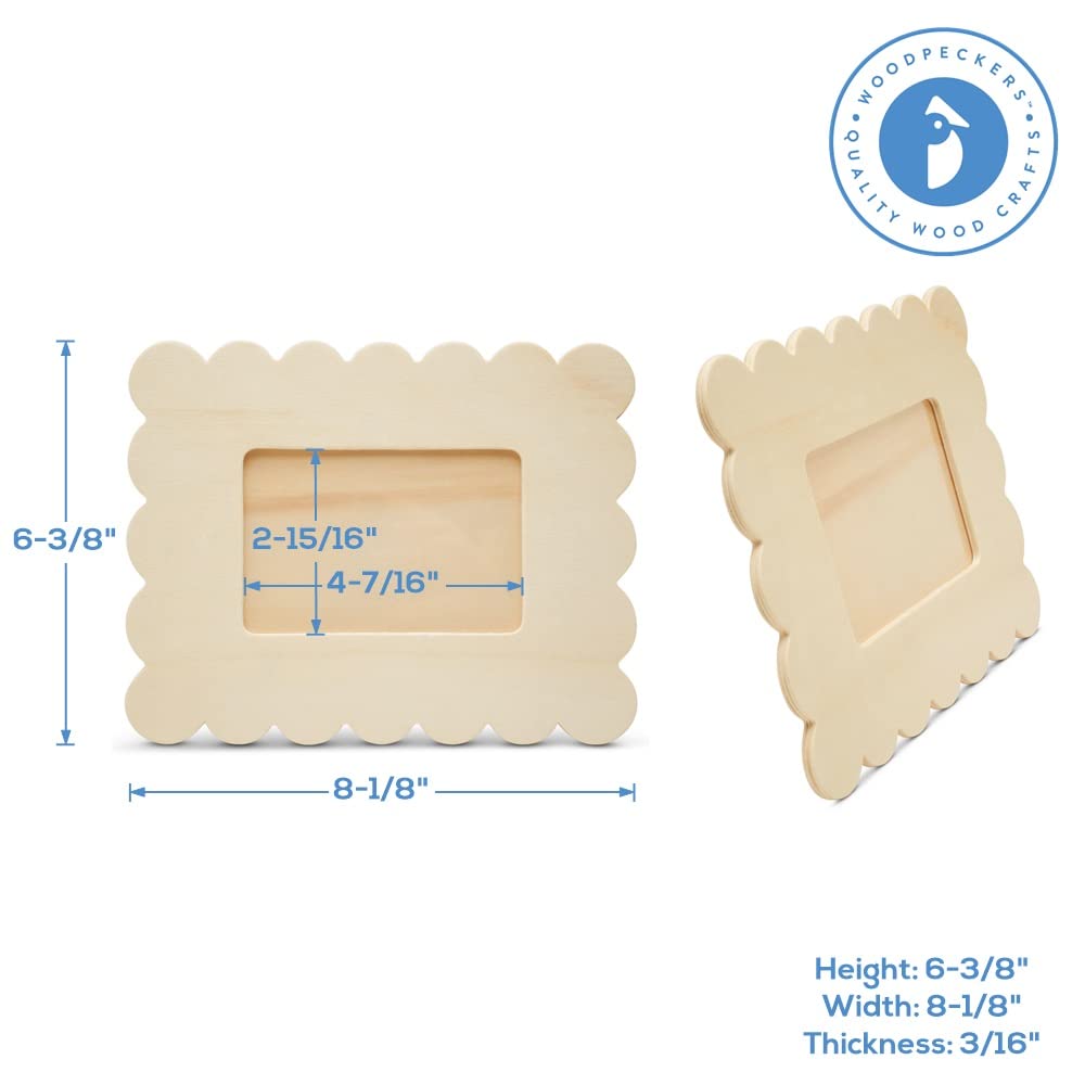 Scalloped Wooden Picture Frames 6x8 Inch - Pack of 5 for Home Decor & Crafts