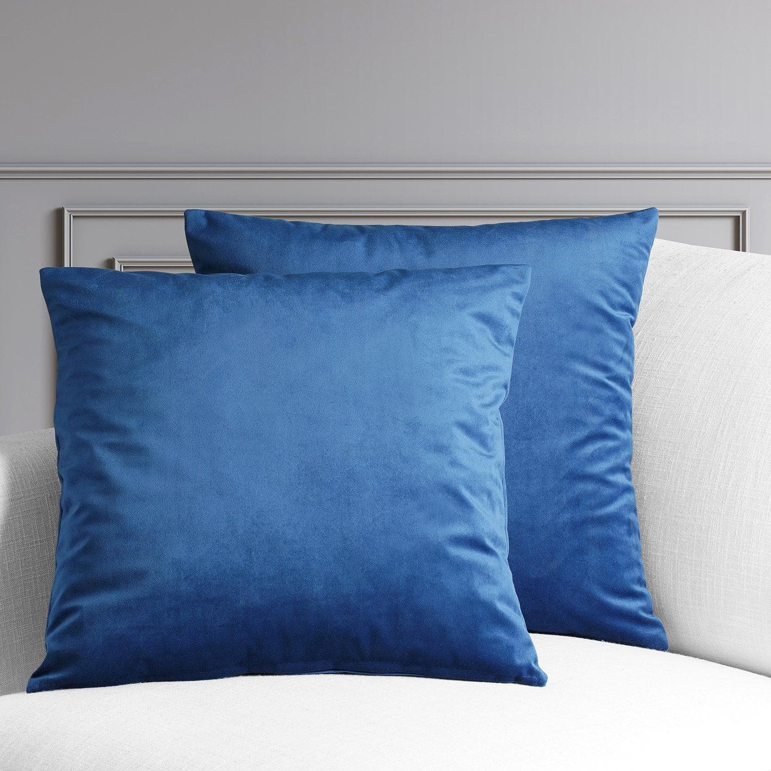 Pisces Blue Heritage Plush Velvet Cushion Covers - Set of 2 | Soft Luxury Velvet Pillow Cases for Sofa, Bed & Home Decor | Living Room, Bedroom & Dorm Essentials