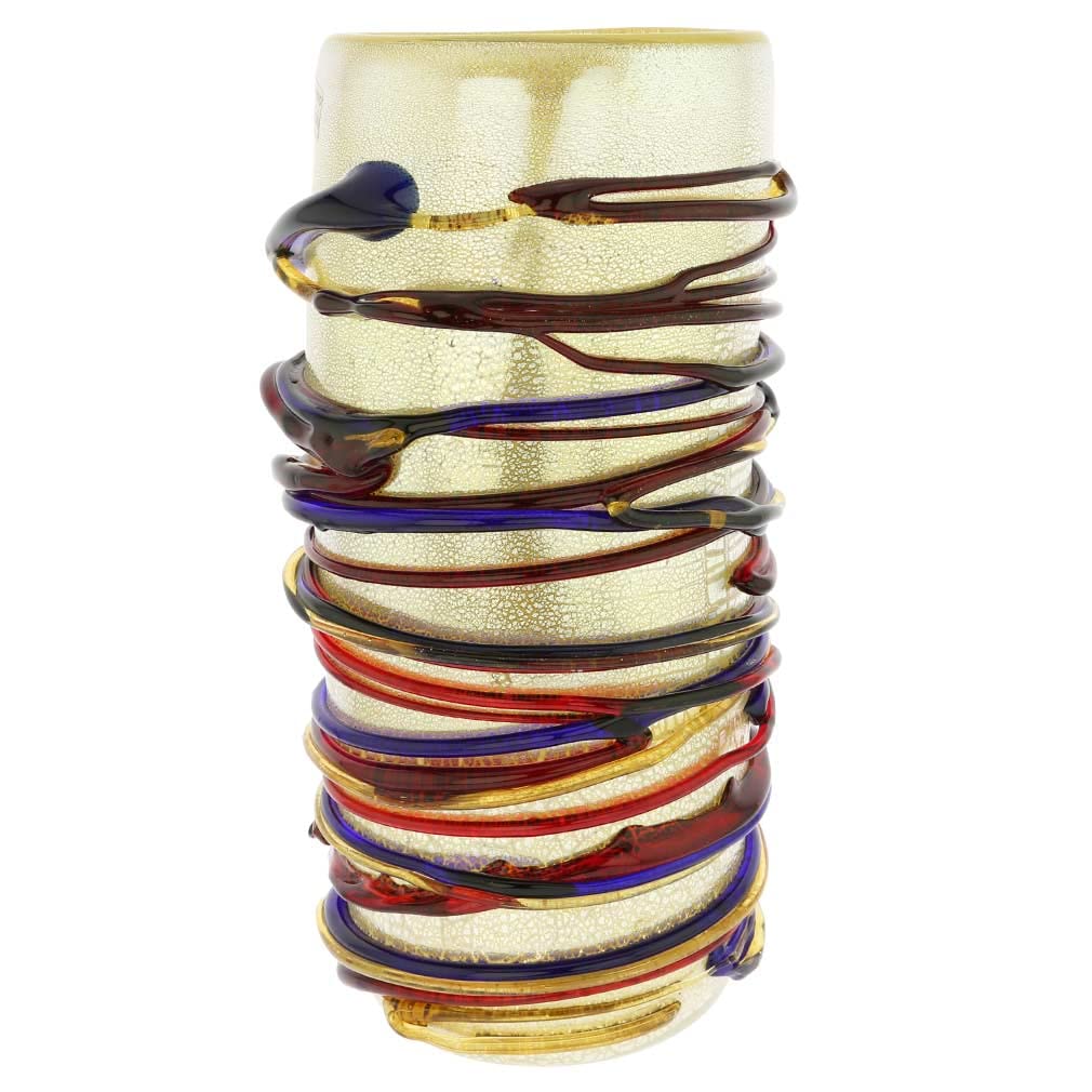Venetian Murano Glass Vesuvio Abstract Art Tall Vase - Handcrafted Italian Home Decor for Living Room, Dining Table & Luxury Gift