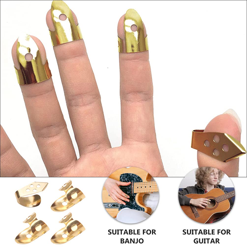 4-Piece Guitar Thumb Picks Set - Smooth Plectrum for Banjo, Guitar & String Instruments | Professional Finger Picks for Musicians | Perfect for Acoustic, Electric & Folk Music Performances