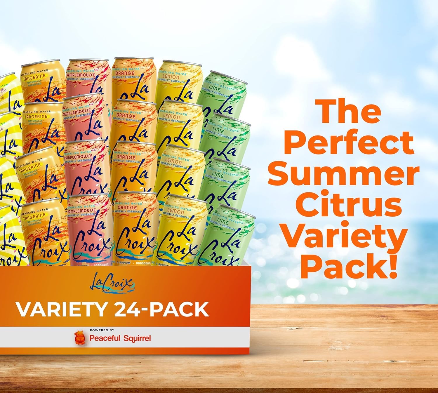LaCroix Sparkling Water Variety Pack - Summer Citrus Flavors (6 Assorted, 12 fl oz Cans, Pack of 24) | Refreshing Beverage for Parties, Office & Healthy Hydration